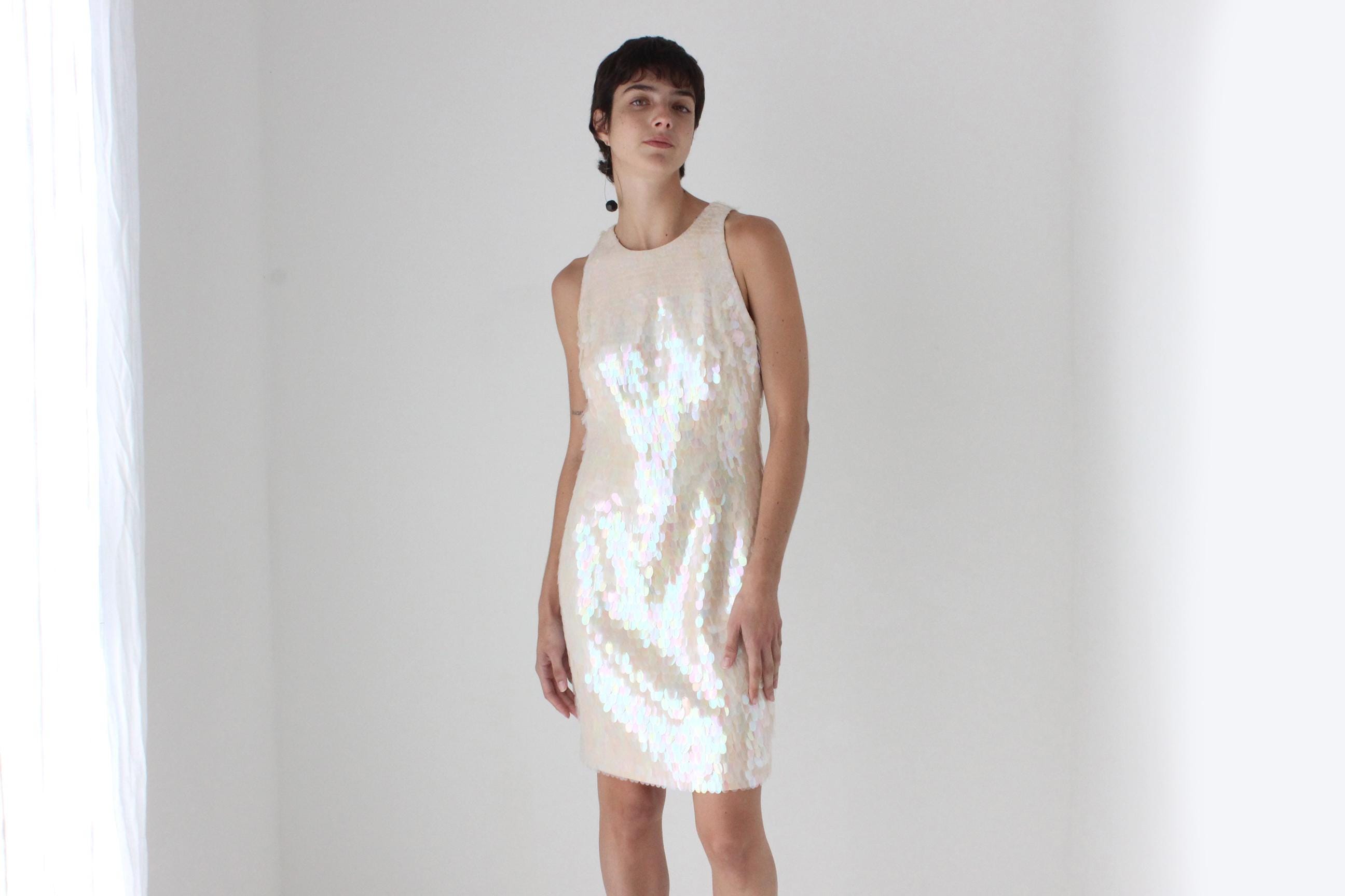 2000s Silk & Pastel Pailette Disco Ball Dress