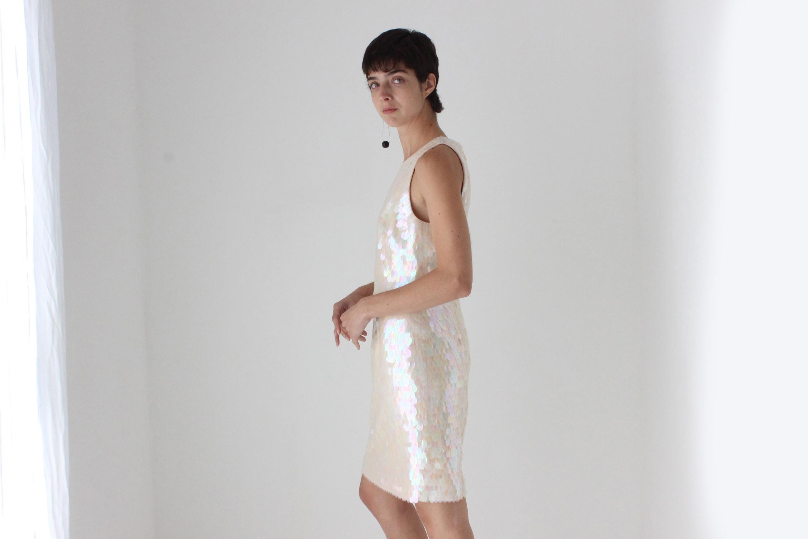 2000s Silk & Pastel Pailette Disco Ball Dress