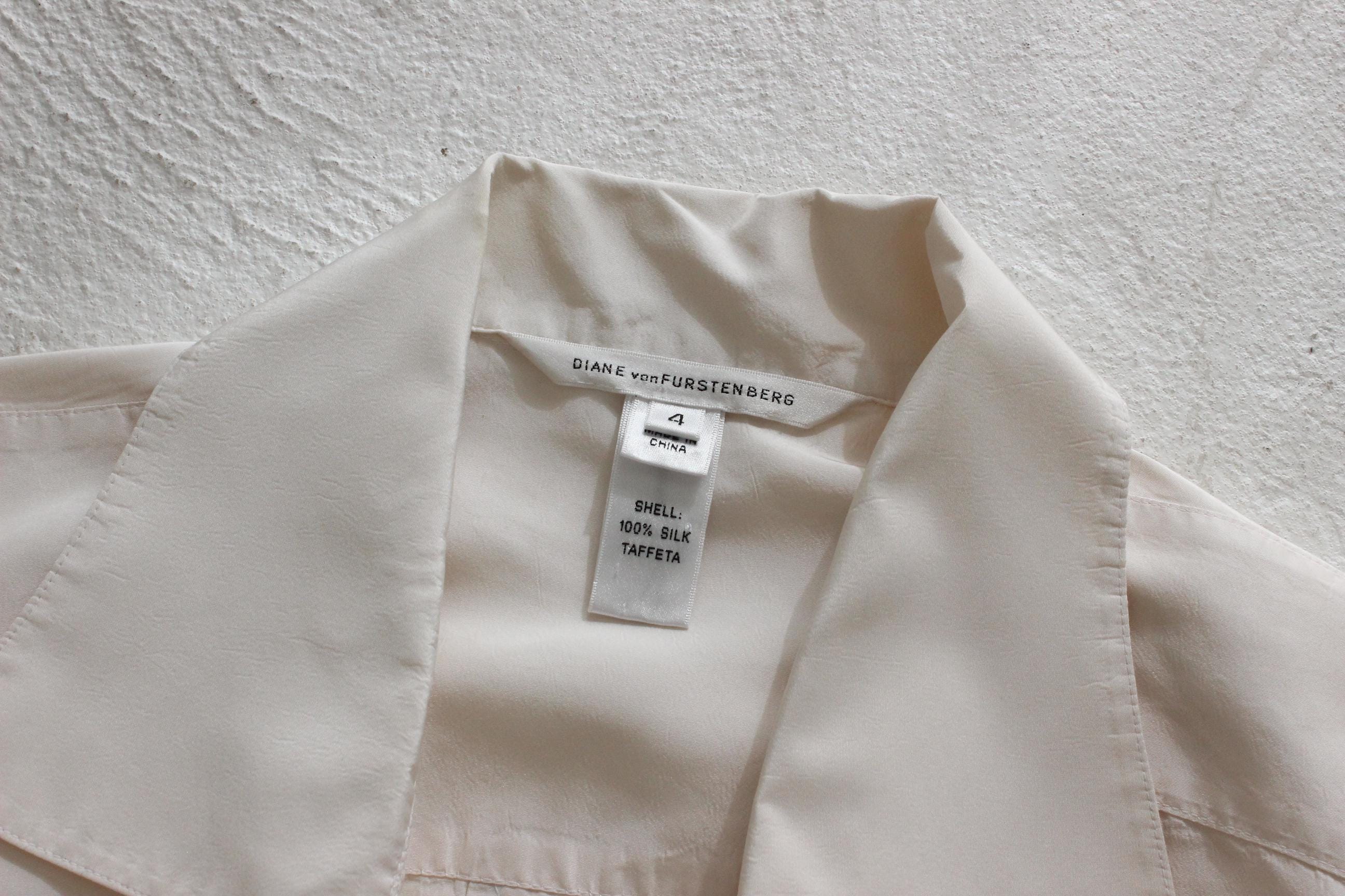 2000s Diane Von Furstenberg Silk Taffeta Wrap Blouse