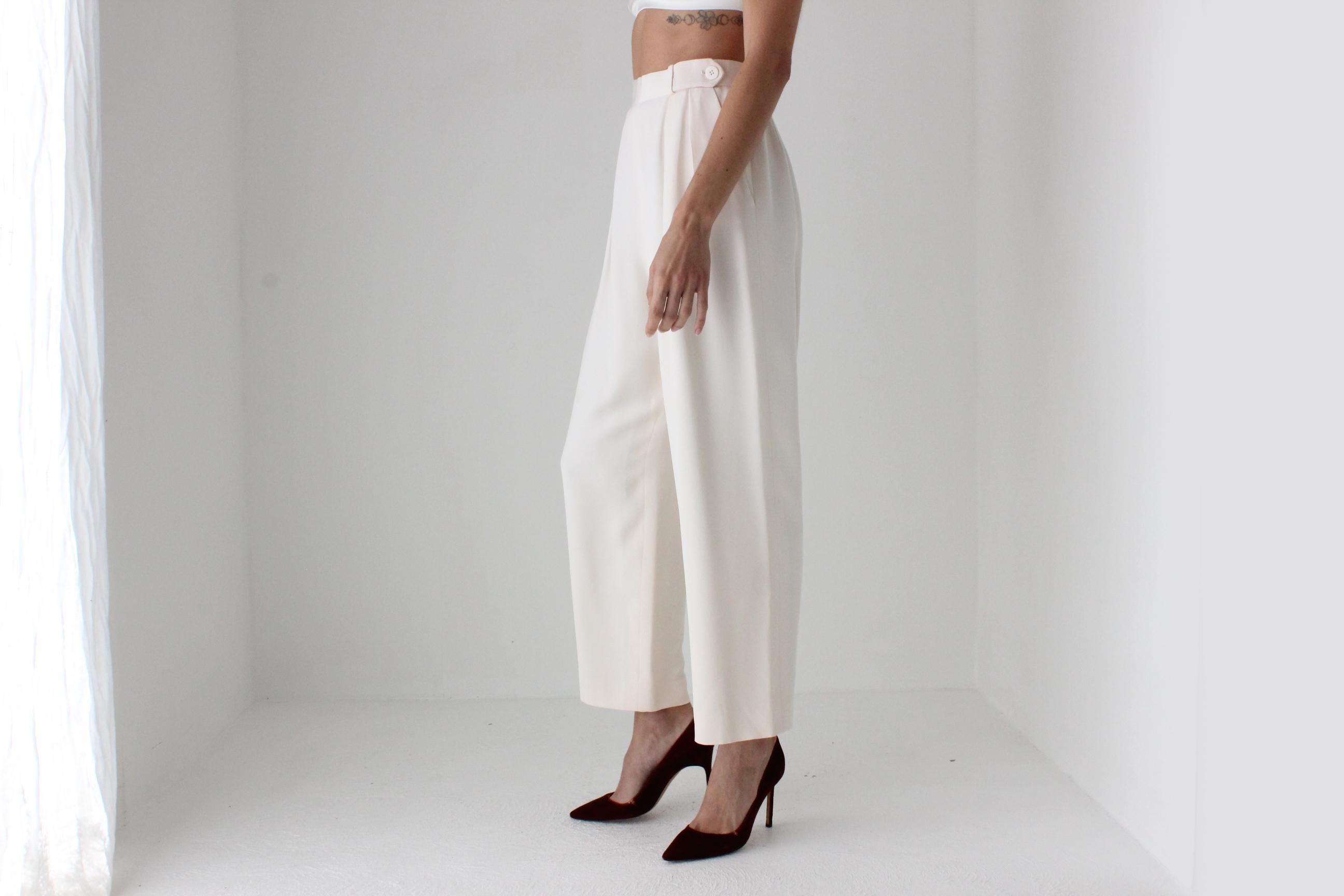 80s Bill Blass Perfectly Cut Ivory Trousers