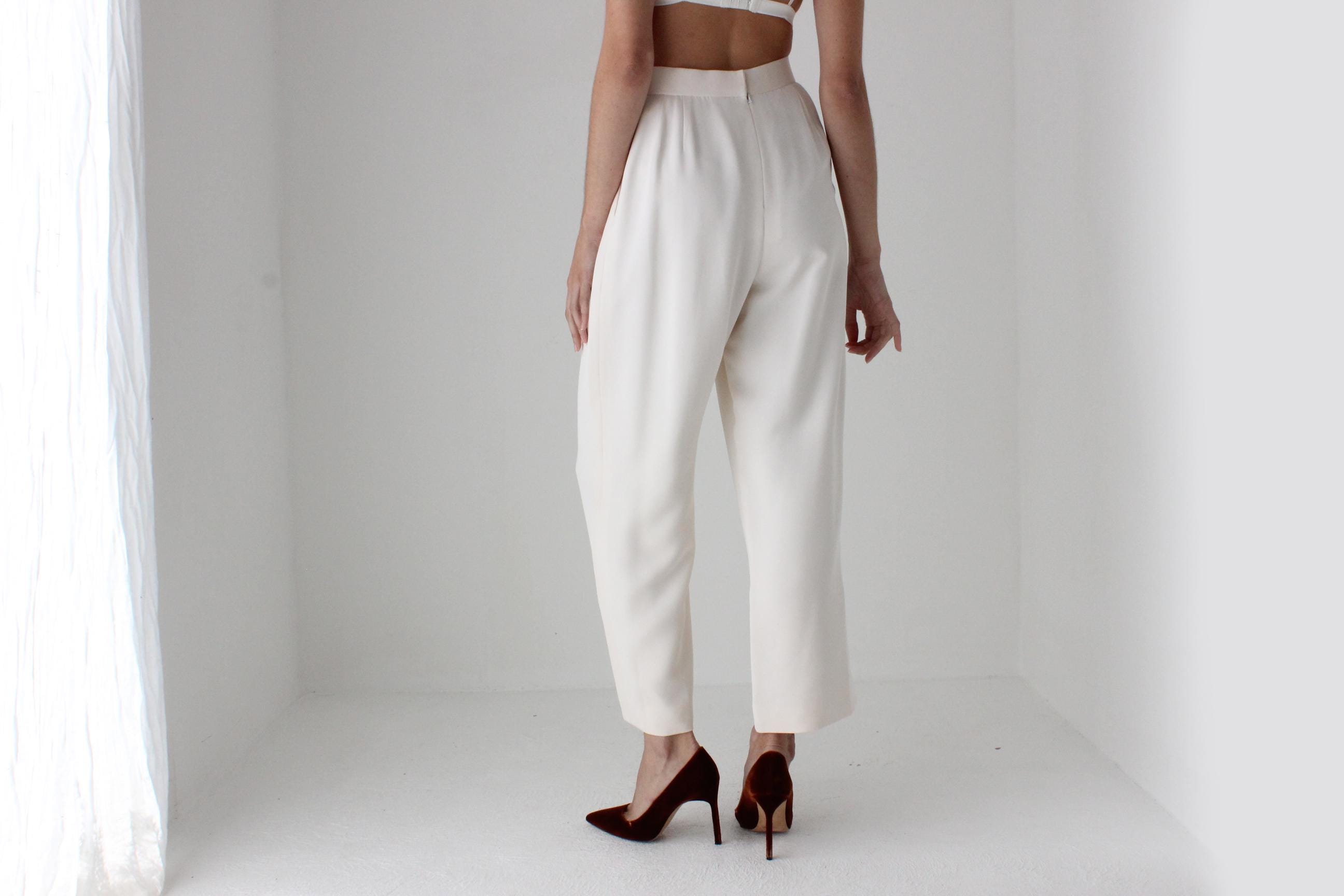 80s Bill Blass Perfectly Cut Ivory Trousers