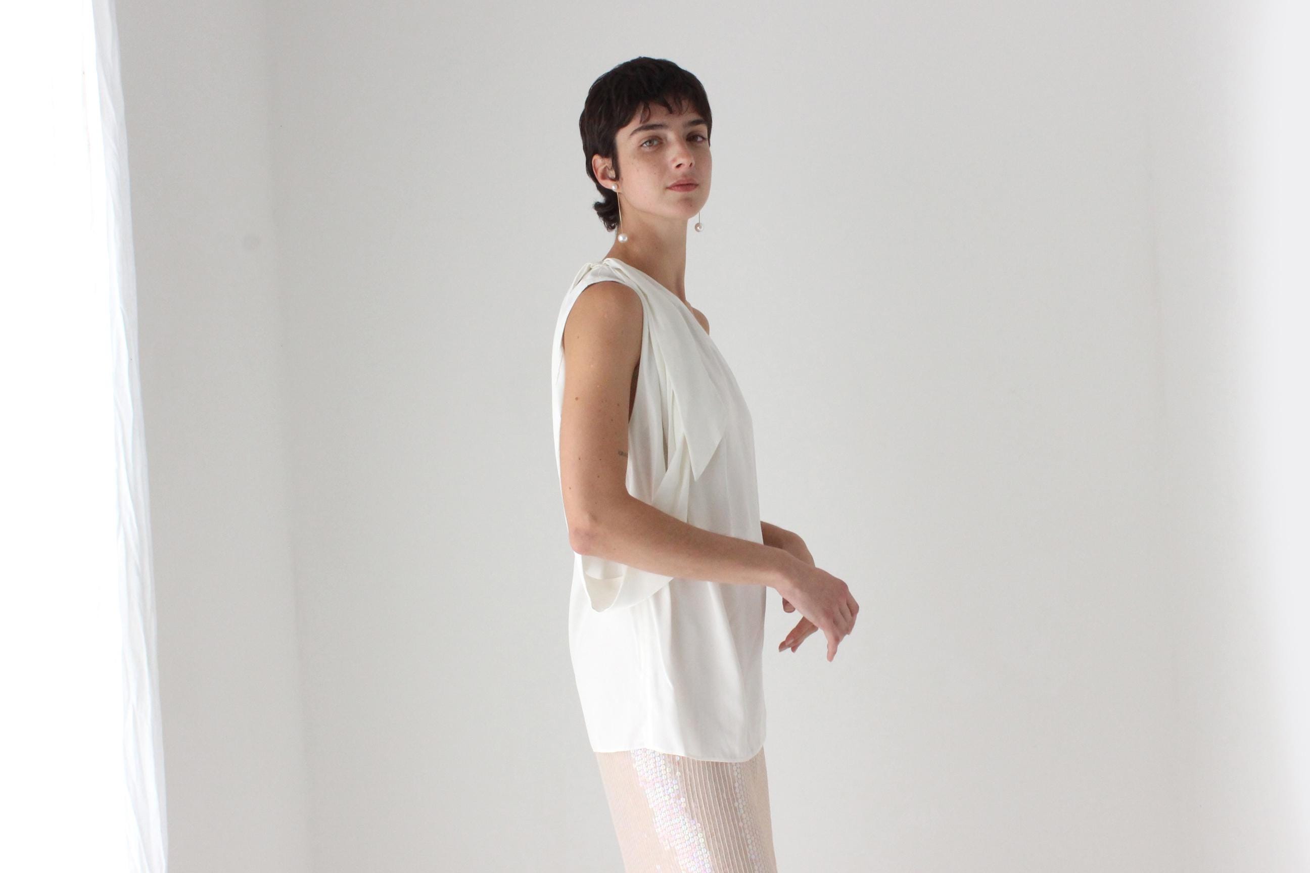 2000s Stella McCartney Asymmetric One Shoulder Draped Top