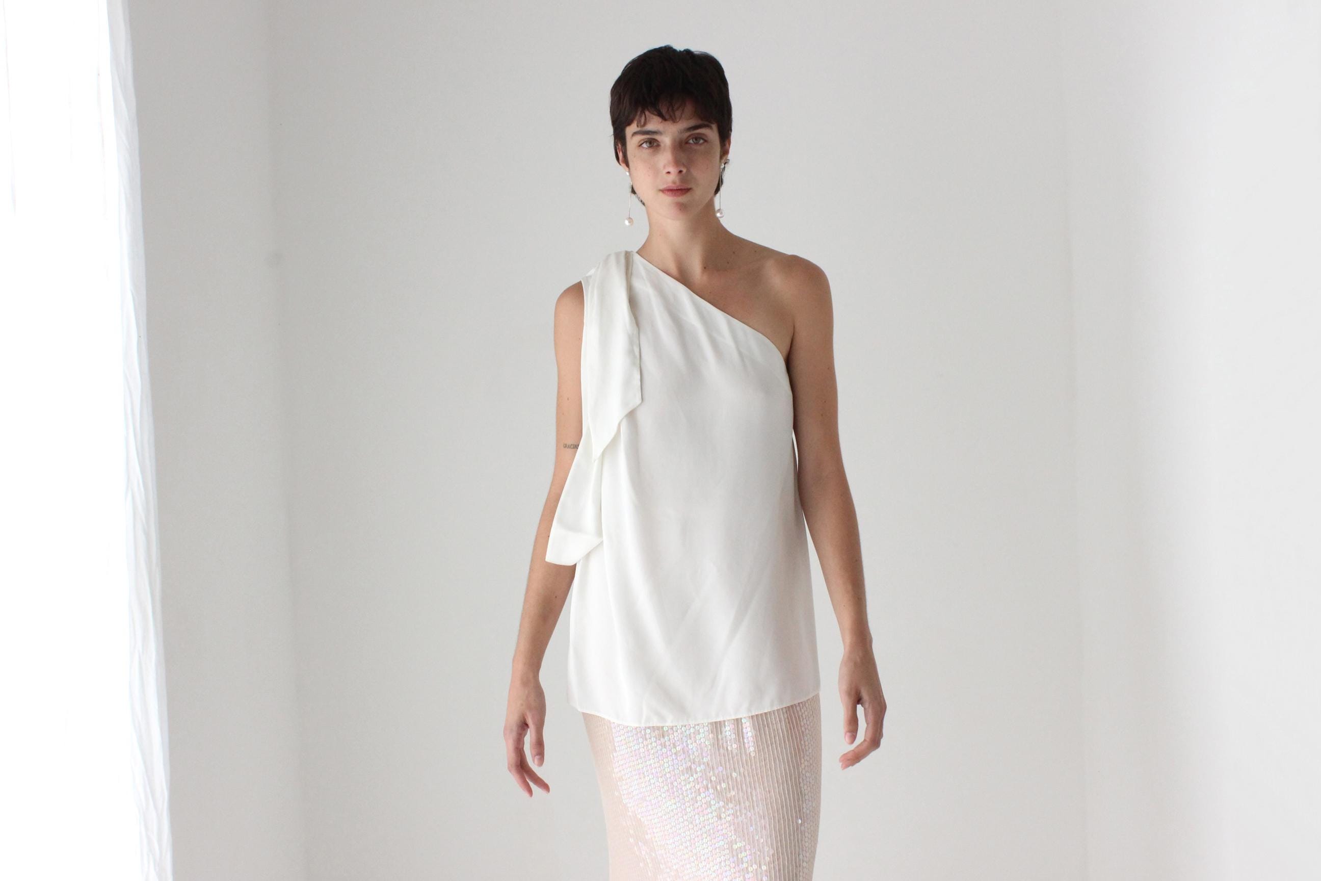 2000s Stella McCartney Asymmetric One Shoulder Draped Top