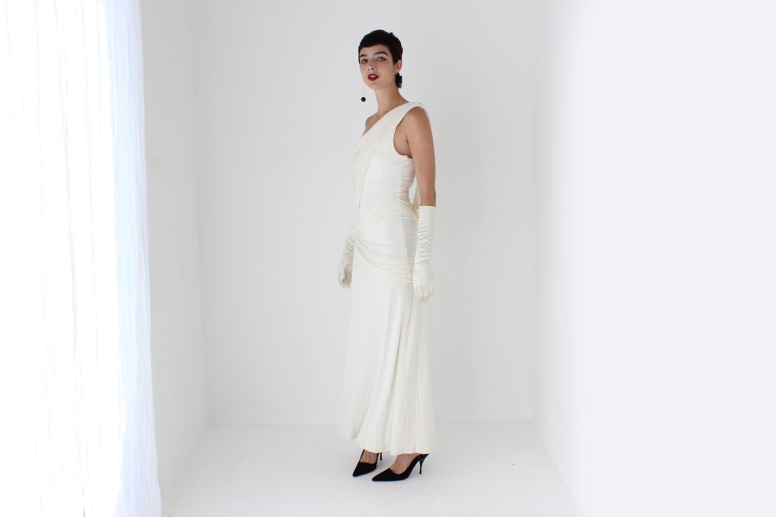 Y2K Lisa Ho Draped Silk Jersey One Shoulder Gown