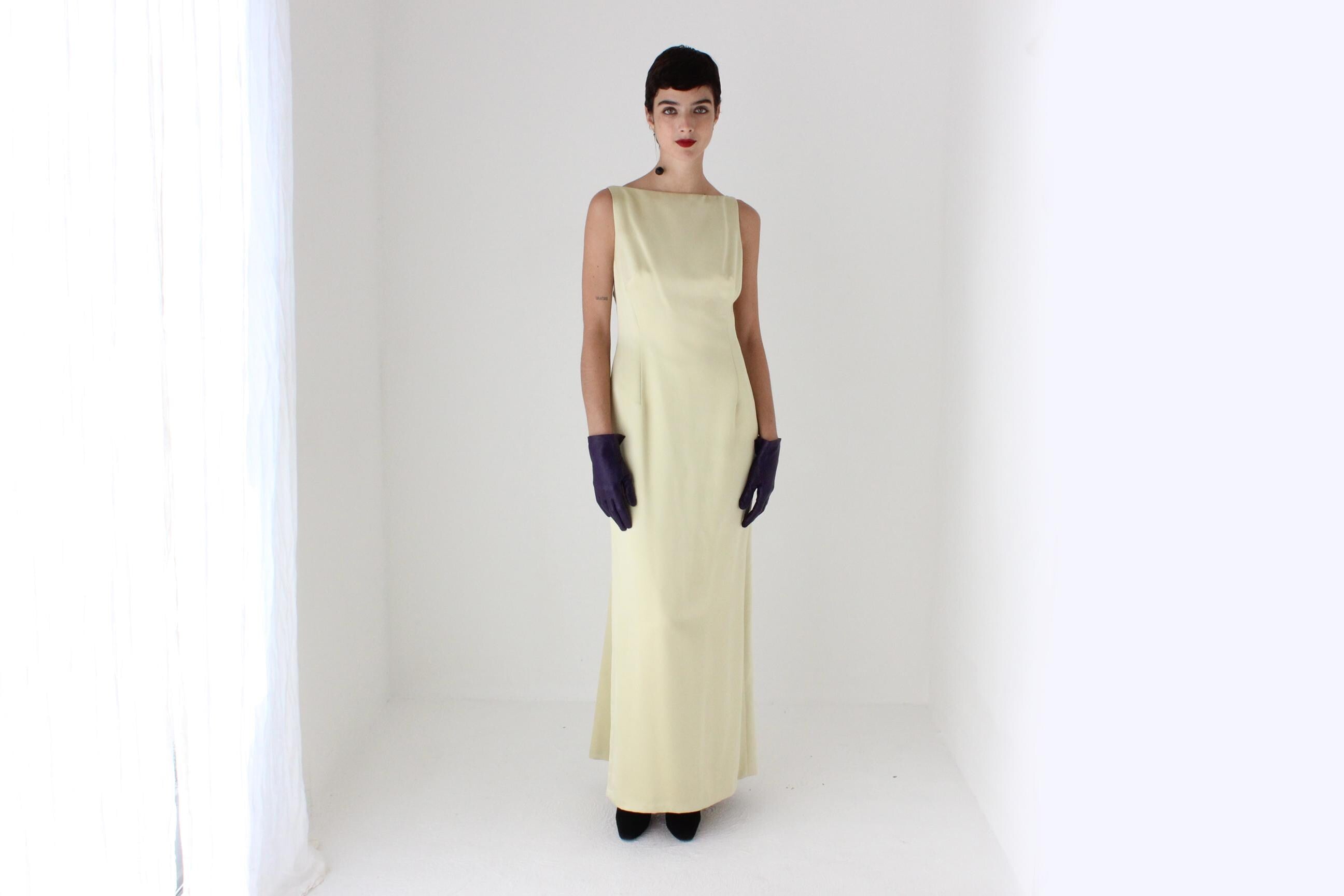 90s Nicole Miller Pure Silk Citrus High Neck / Backless Gown