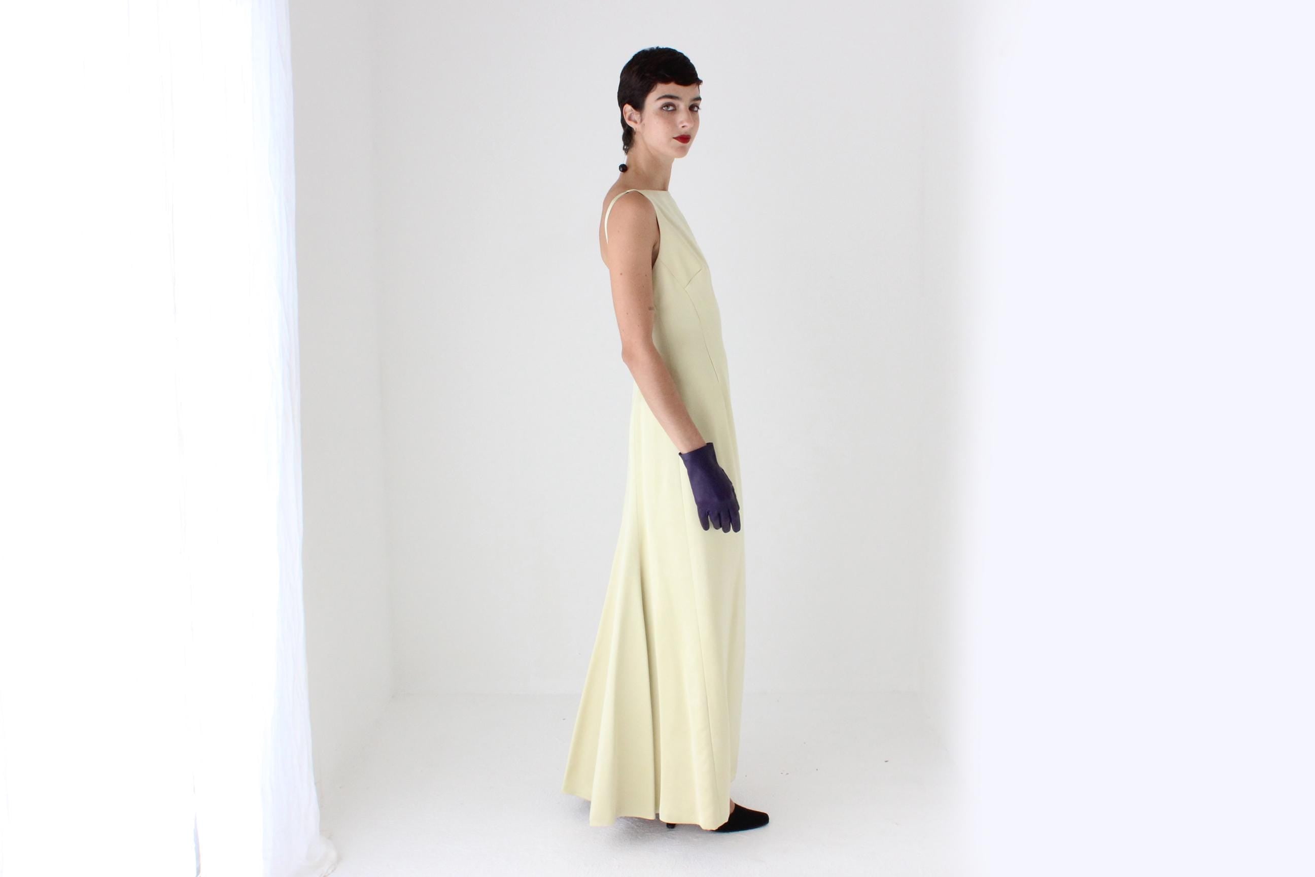 90s Nicole Miller Pure Silk Citrus High Neck / Backless Gown