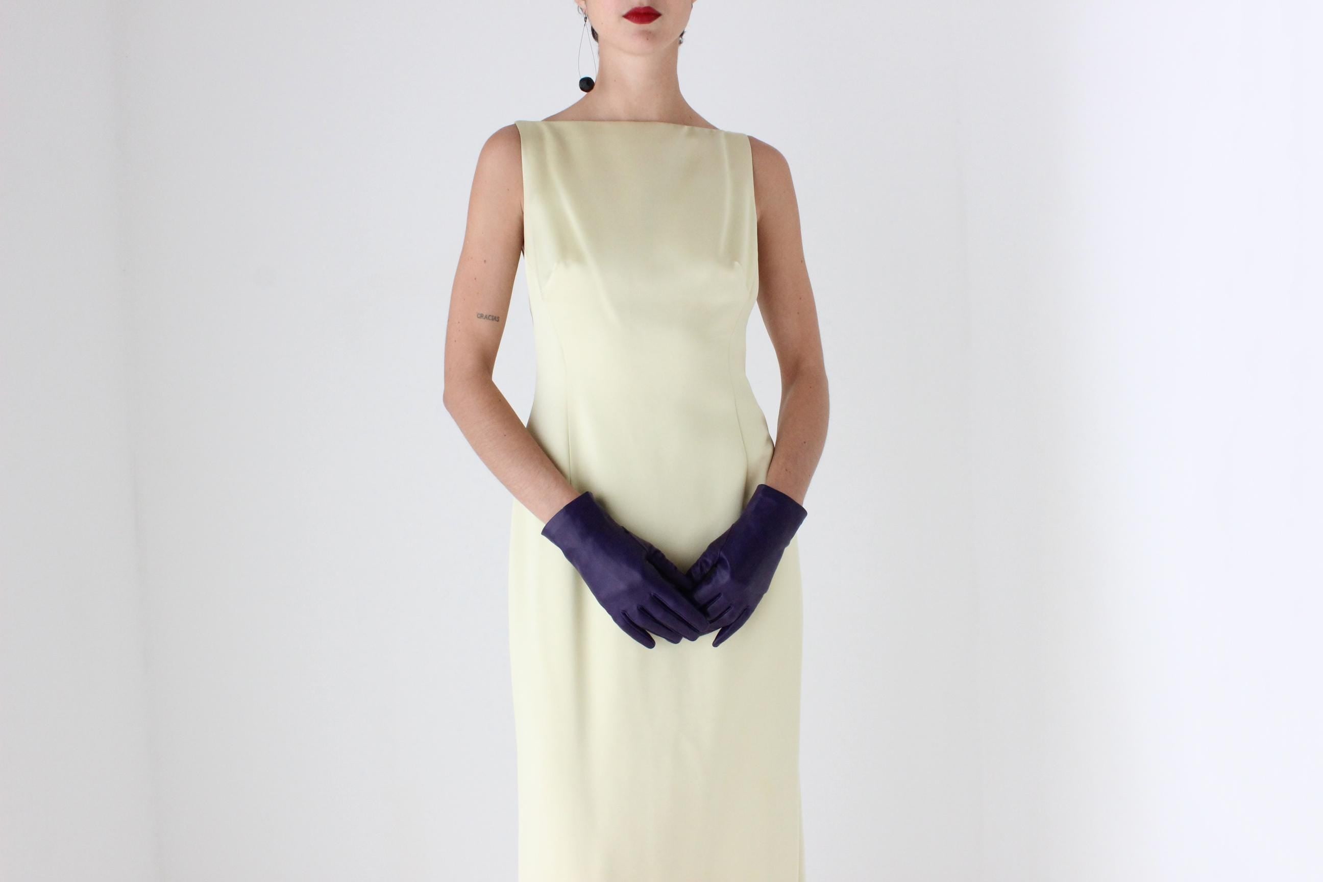 90s Nicole Miller Pure Silk Citrus High Neck / Backless Gown