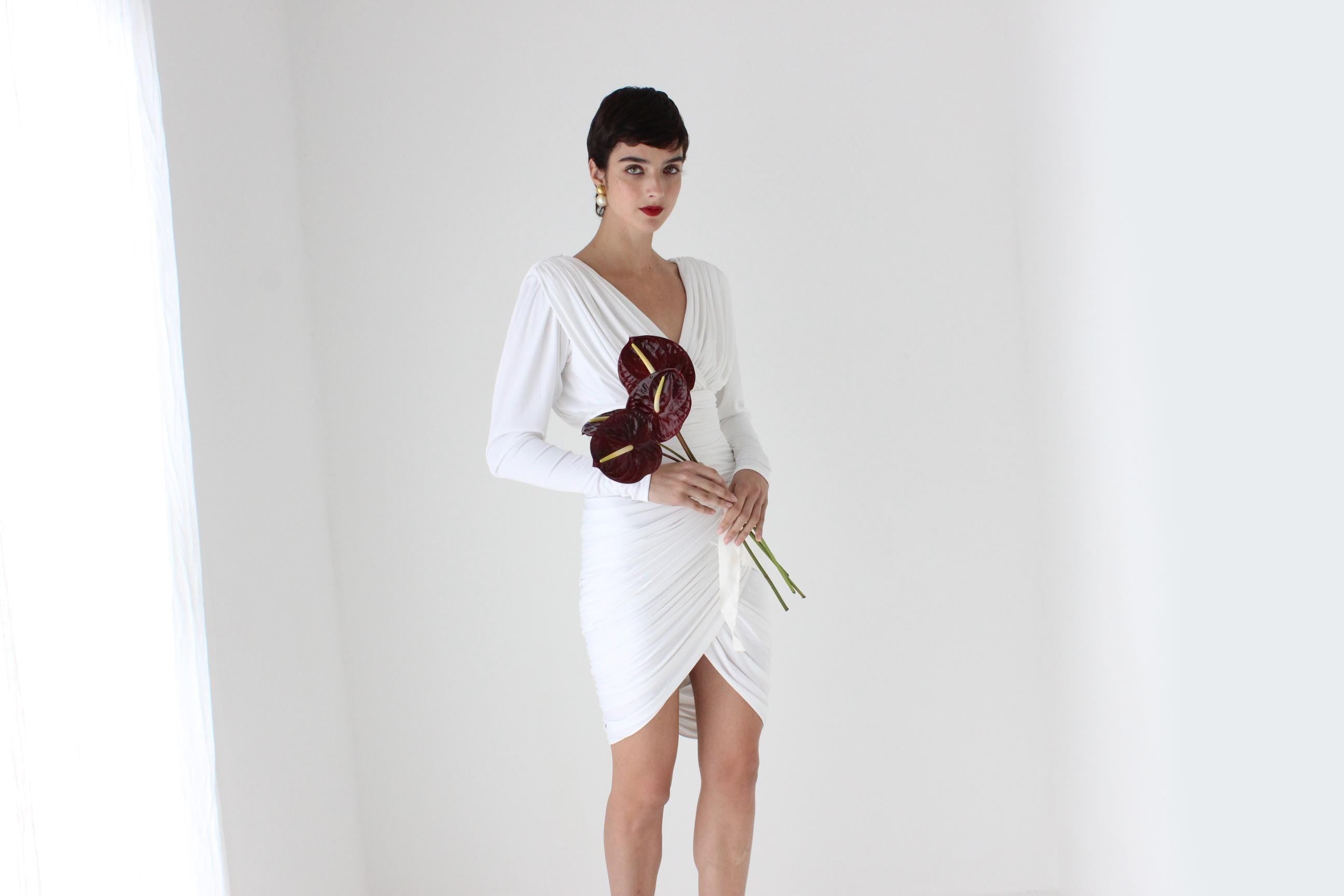 Stunning 80s Lillie Rubin Ruched Jersey Mini