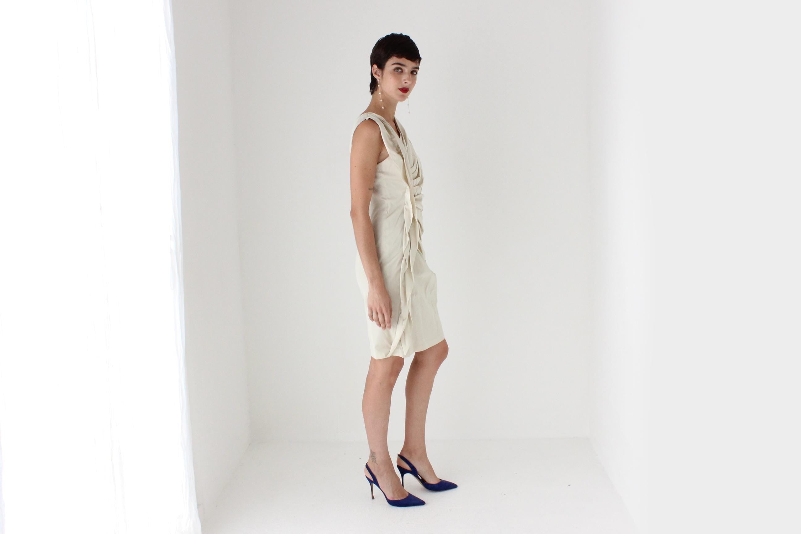2000s VERA WANG Textural Gathered Neutral Mini