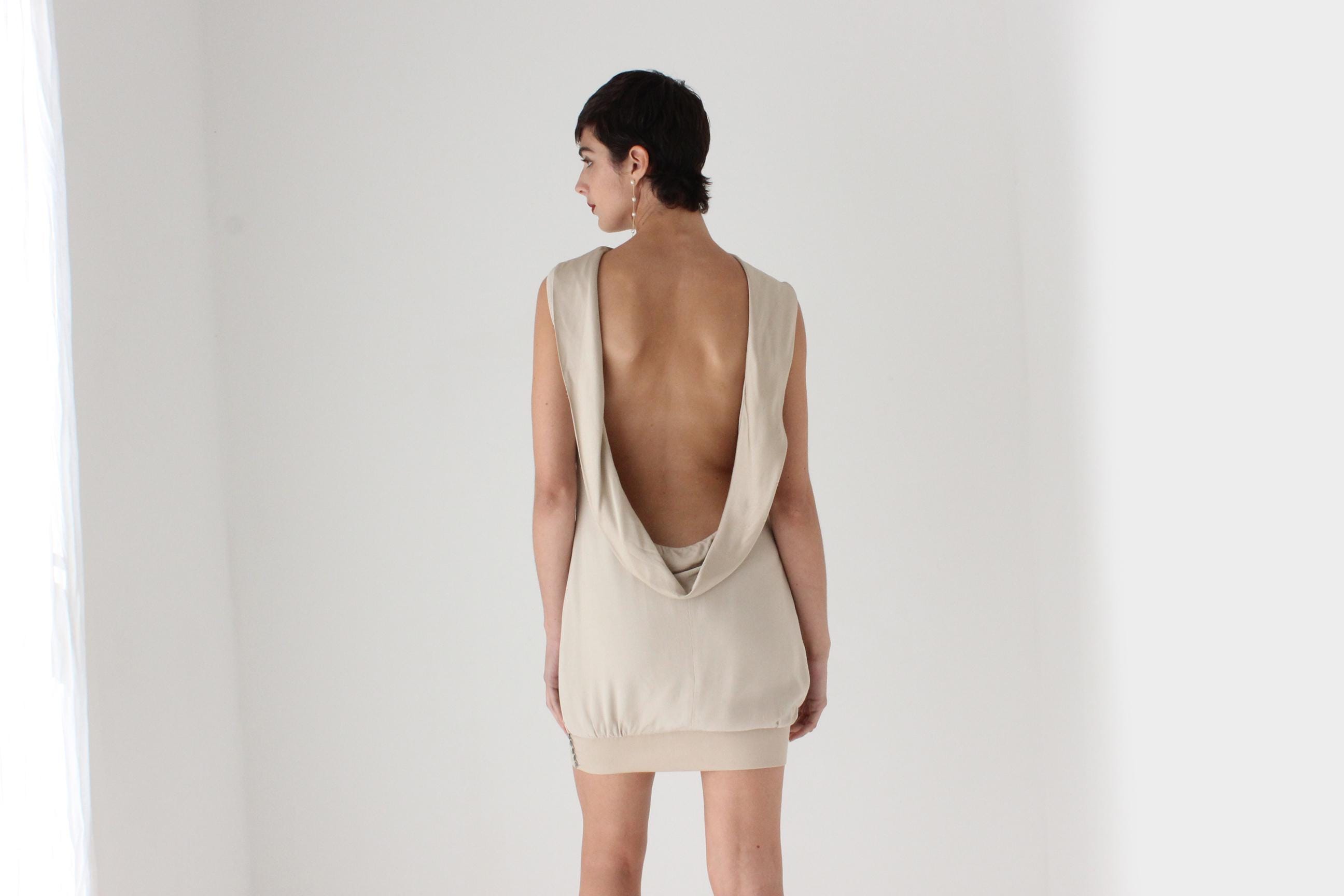 2000s Azzaro Beautifully Cut Draped Backless Bateau Neck Mini