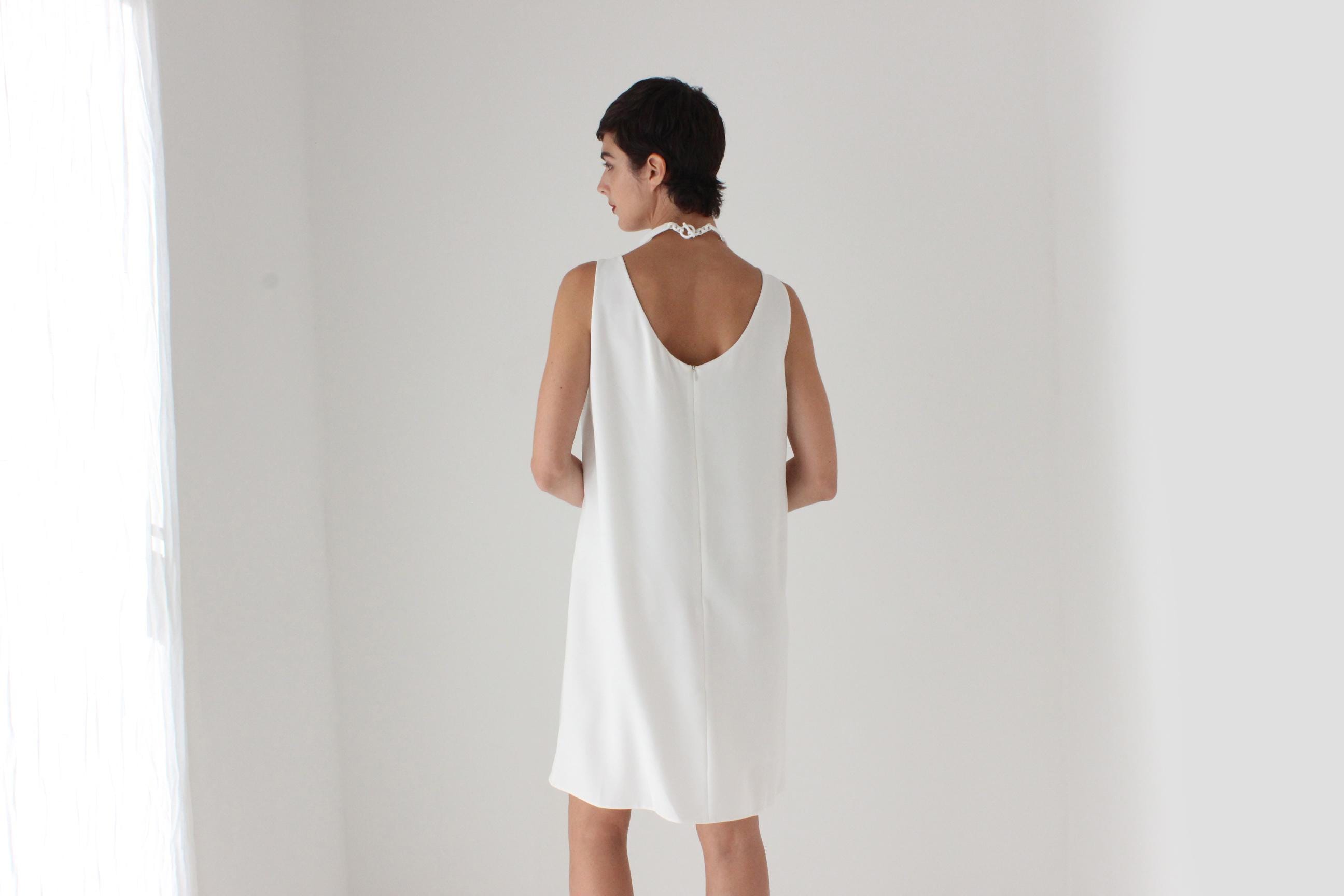 2000s Emporio Armani Sleeveless Shift w/ Resin Choker