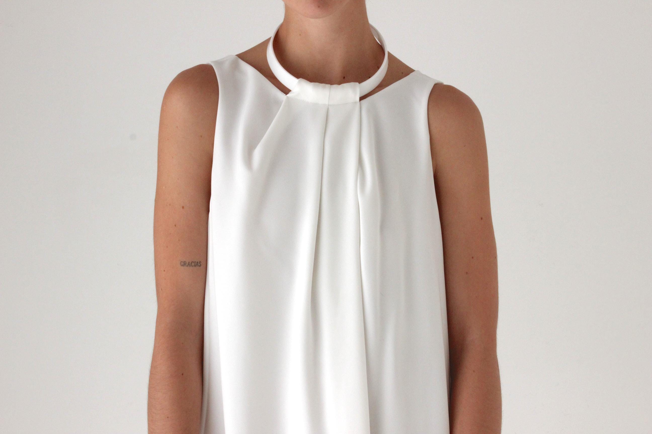 2000s Emporio Armani Sleeveless Shift w/ Resin Choker