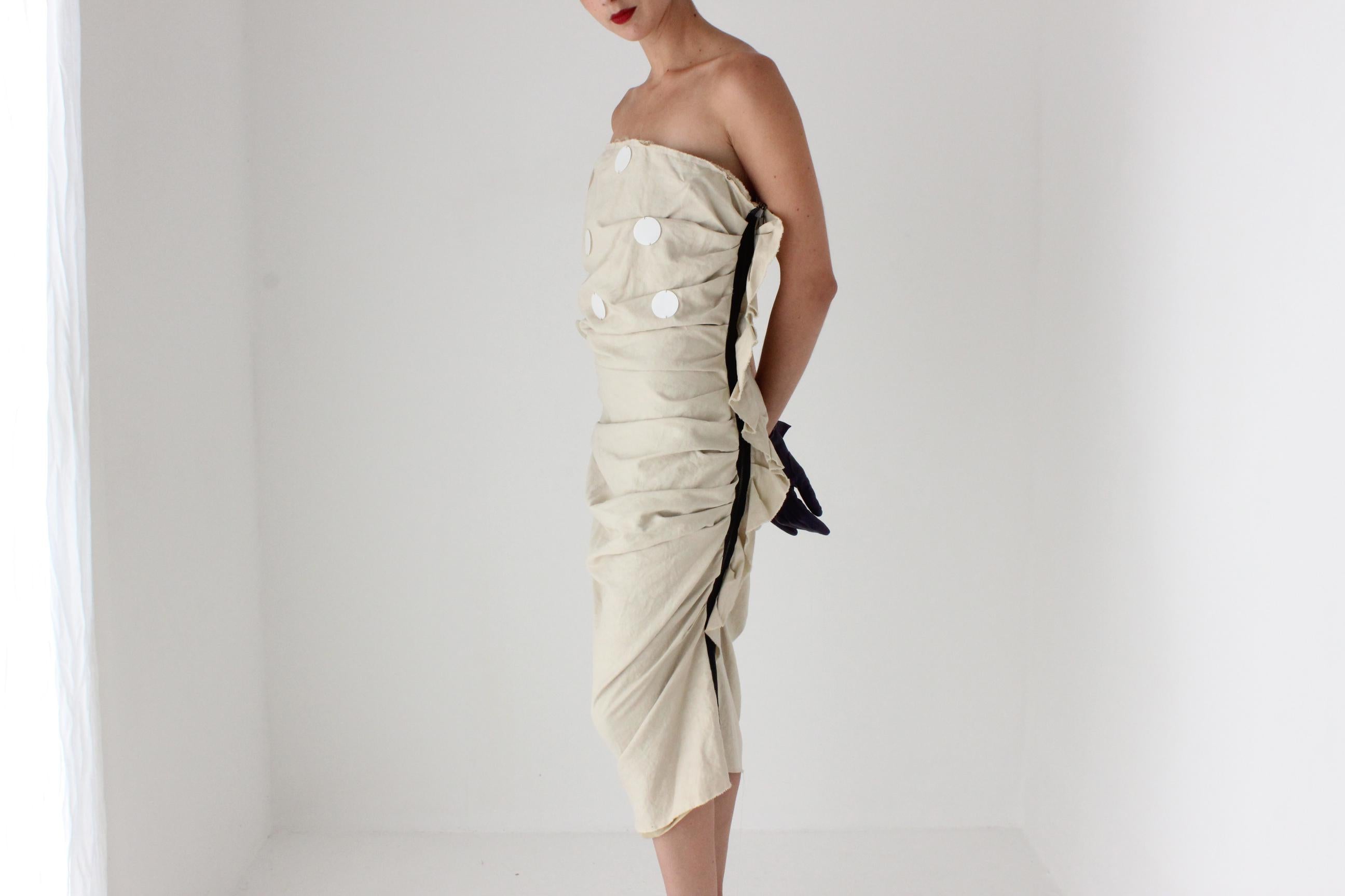 2009 LANVIN Paris Textural Linen Anti-Bride Wedding Dress w/ Pailettes
