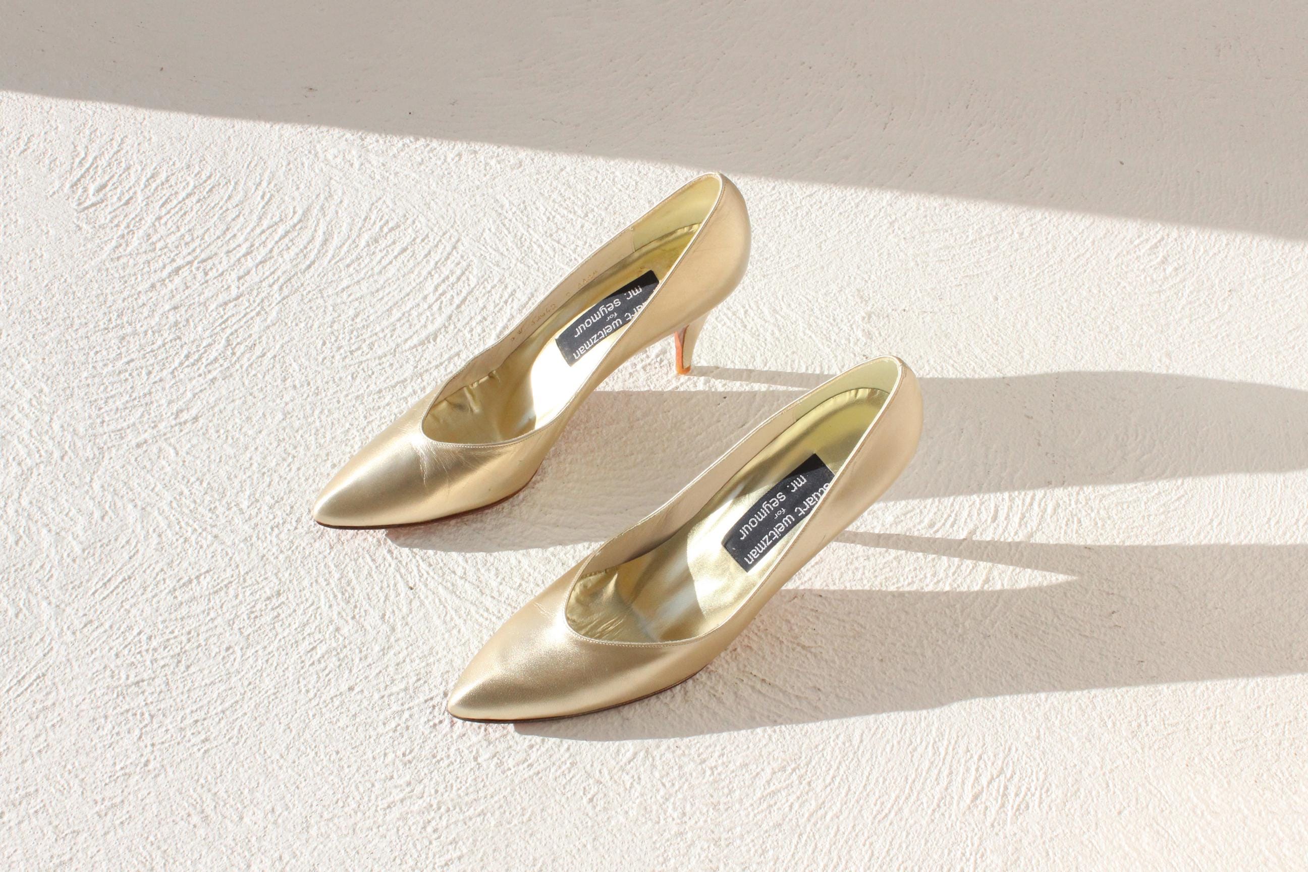 80s Stuart Weitzman for Mr Seymour Gold Leather Pumps - Euro 38