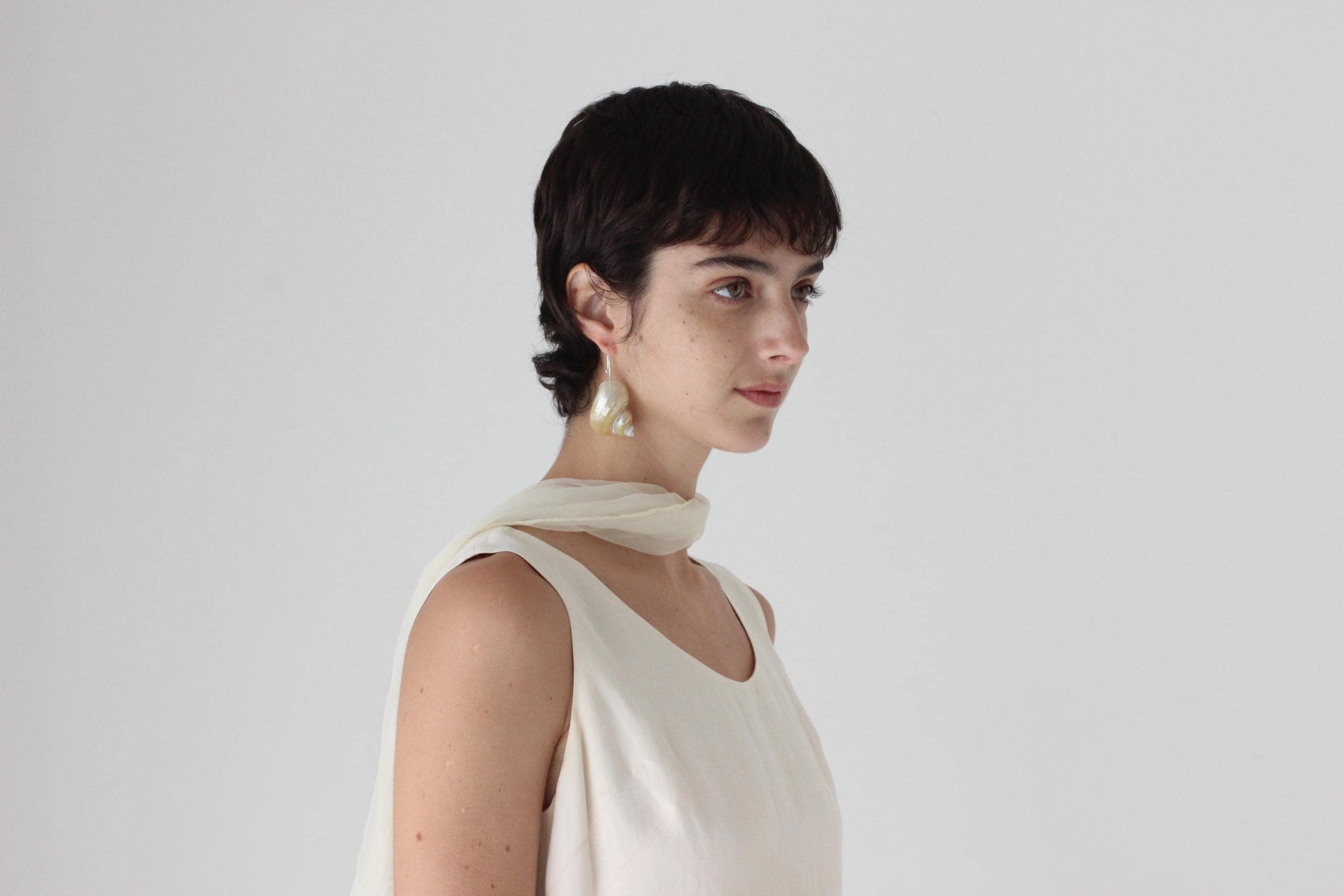 Modernist Seashell Natural Conch Shell Sleeper Earrings