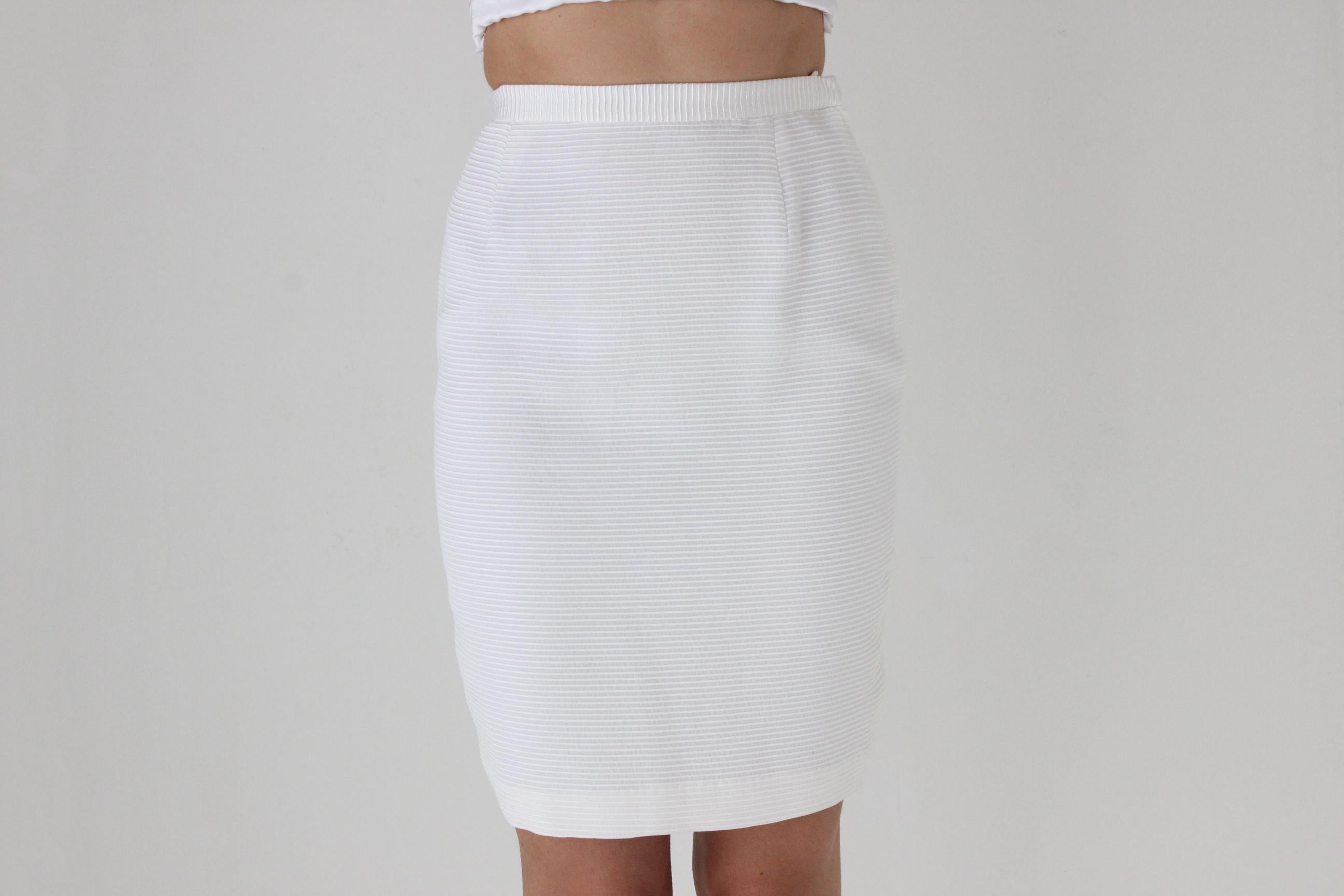 80s Vicky Tiel Couture (Paris) Ivory Mini Skirt