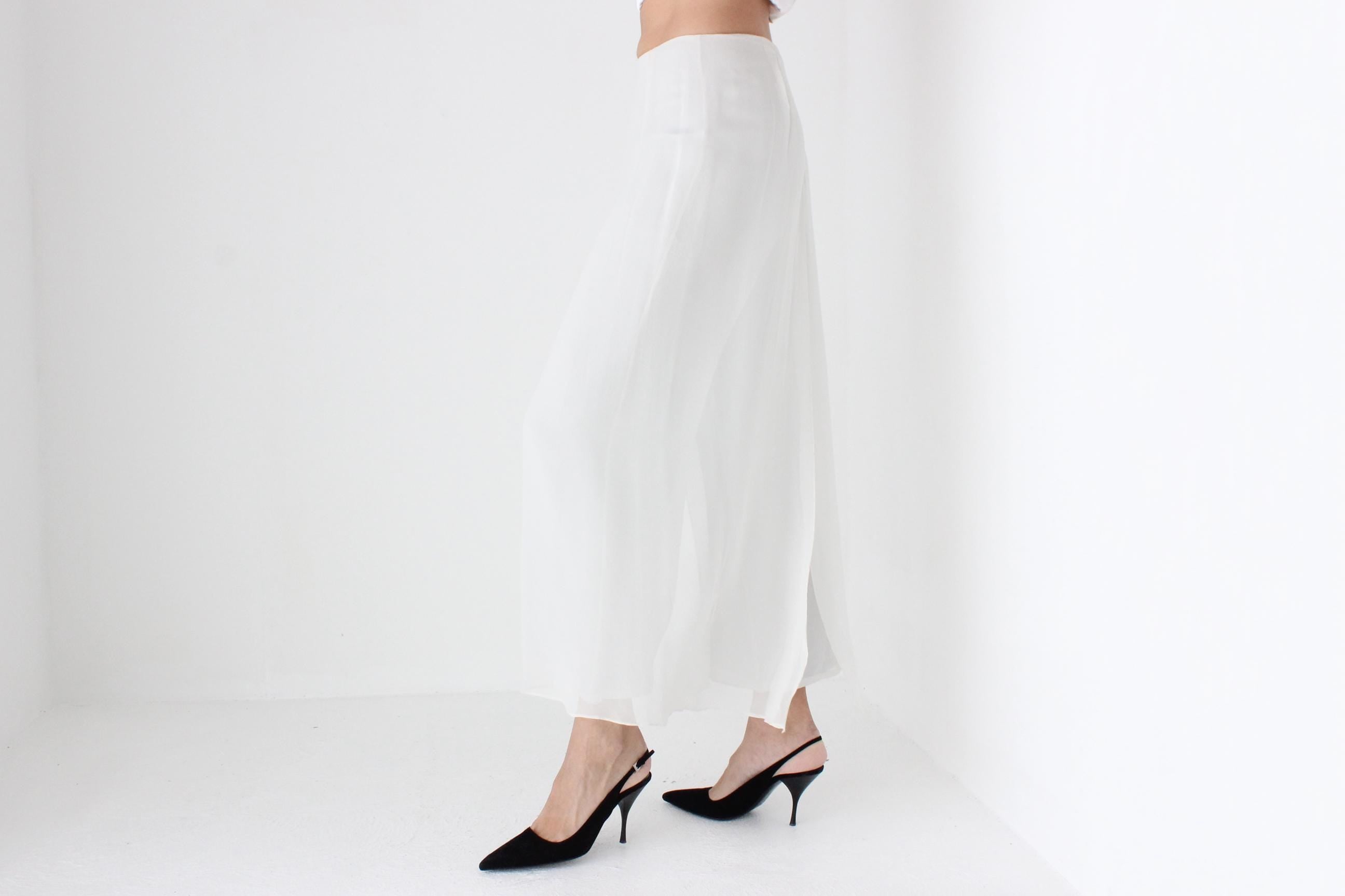 2016 St John Layered Silk Floaty Wide Leg Cropped Bridal Pants
