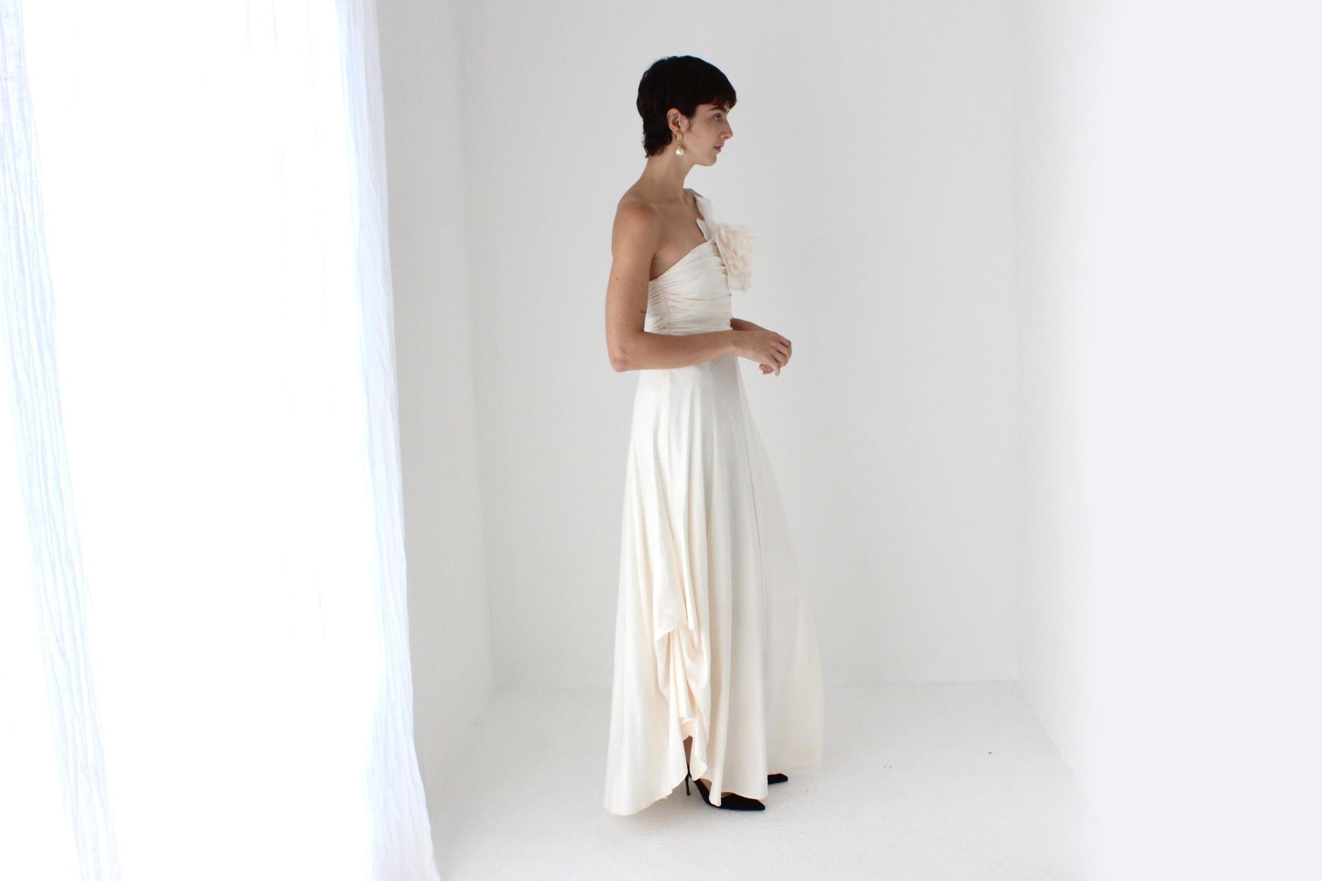 Y2K Strapless Dress w/ Oversized 3D Statement Rosette Flower