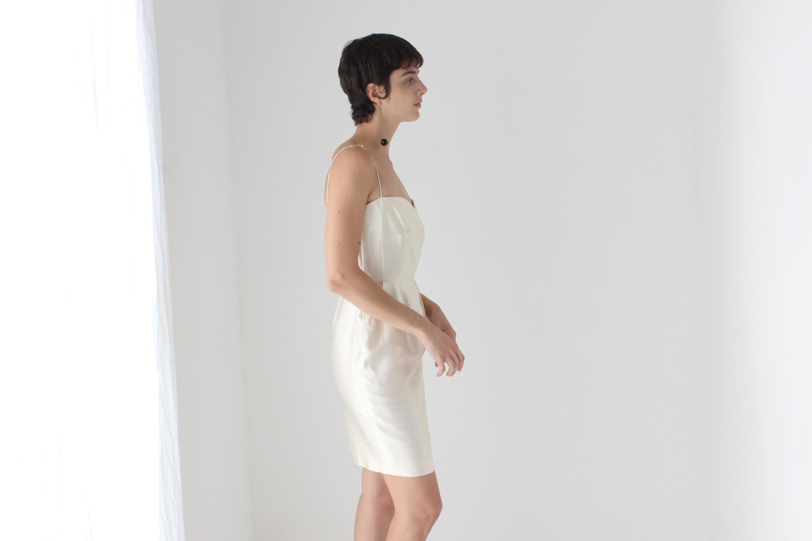 80s Donna Karan Pearlescent Silk Mini