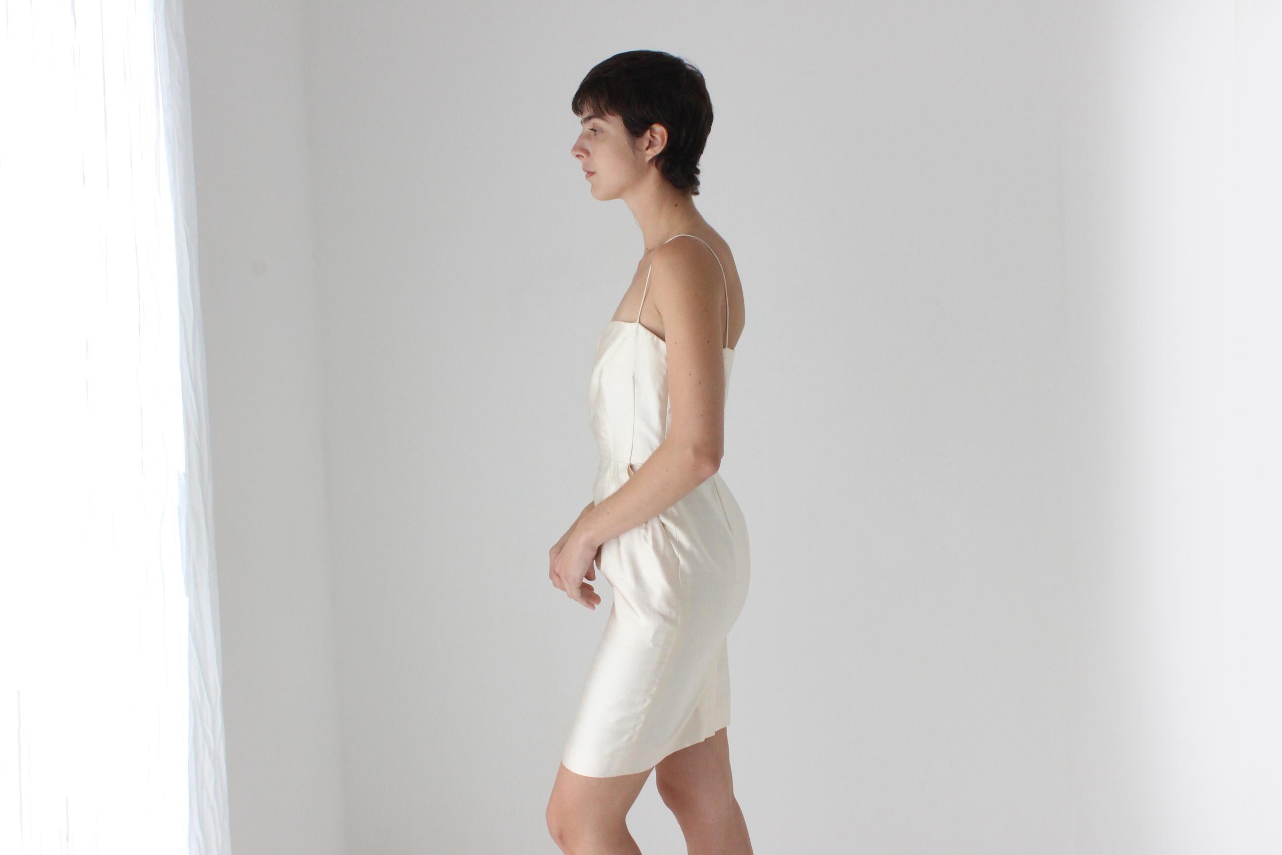 80s Donna Karan Pearlescent Silk Mini