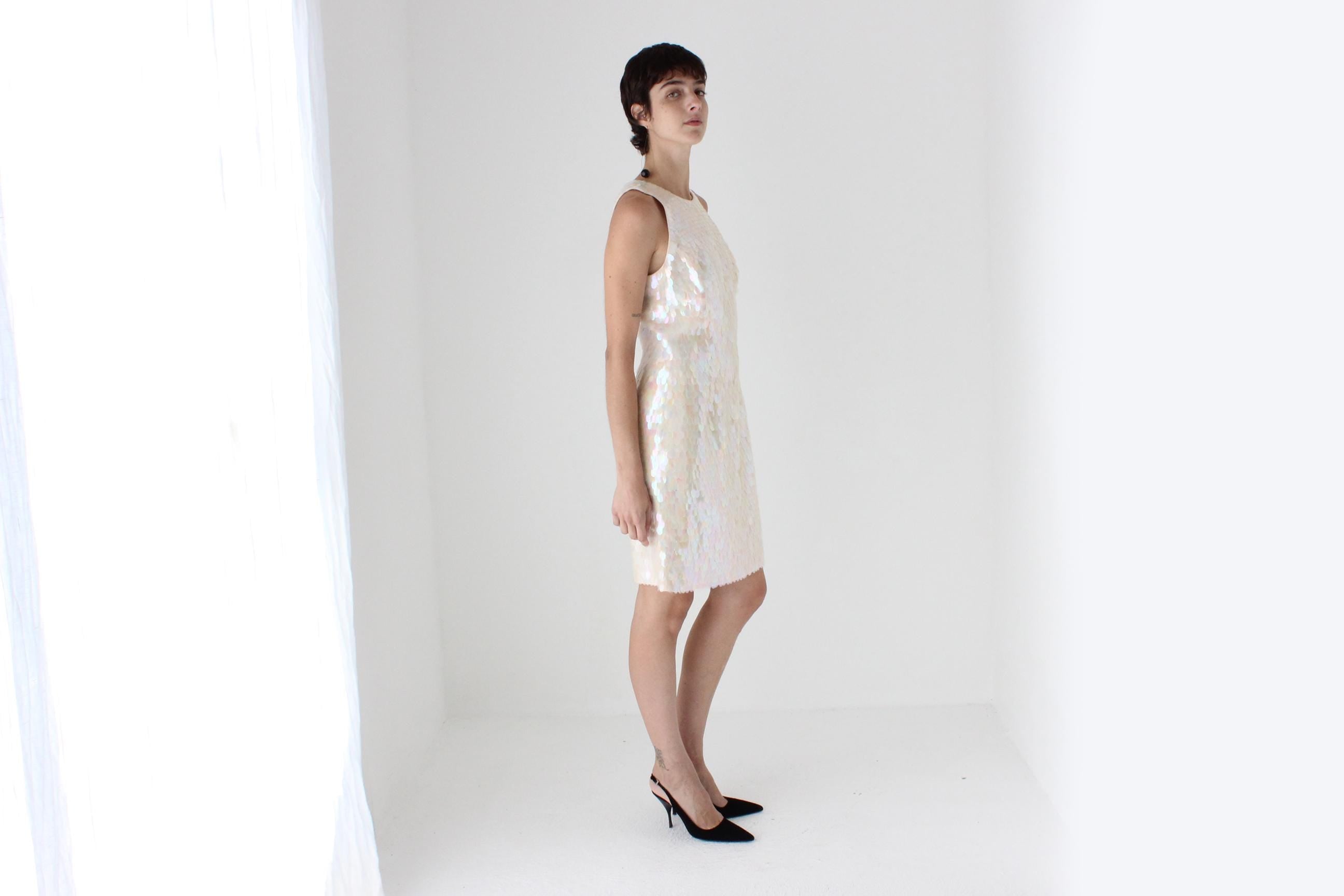 2000s Silk & Pastel Pailette Disco Ball Dress