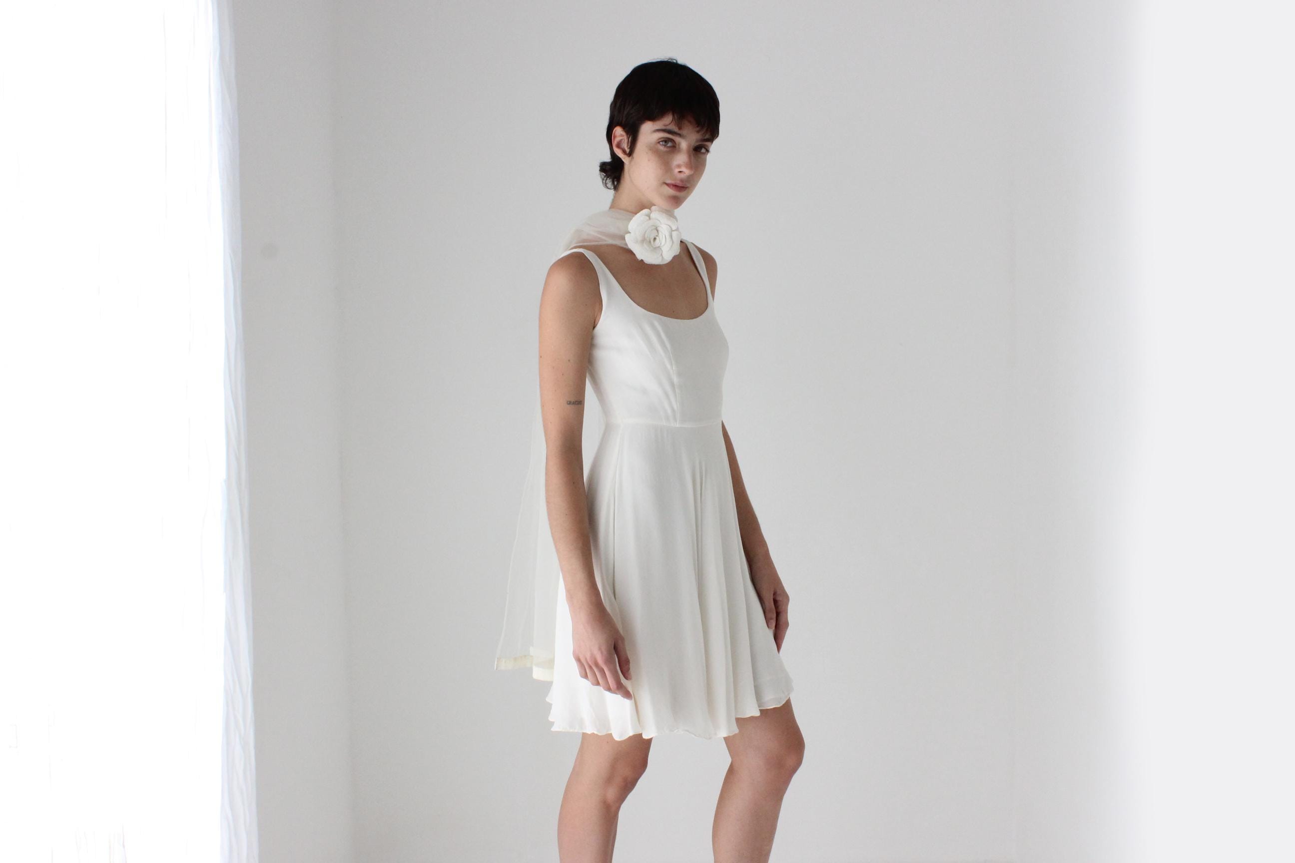 90s POLO Ralph Lauren Pure Silk Minimal Scoop Neck Mini