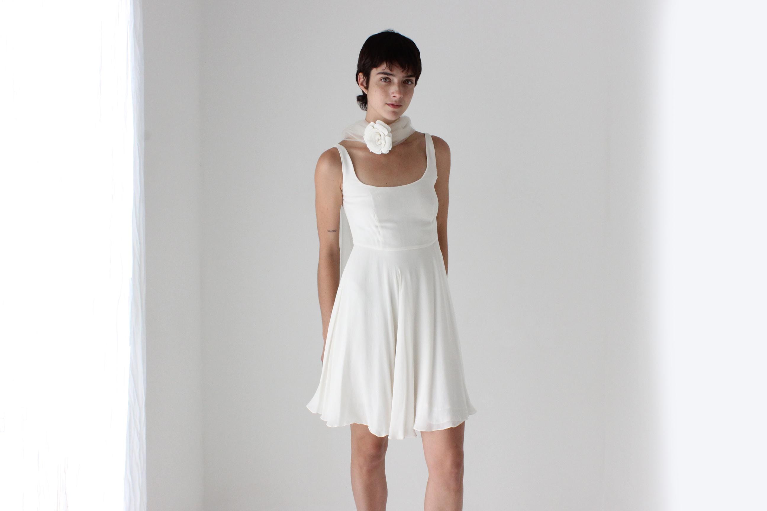 90s POLO Ralph Lauren Pure Silk Minimal Scoop Neck Mini
