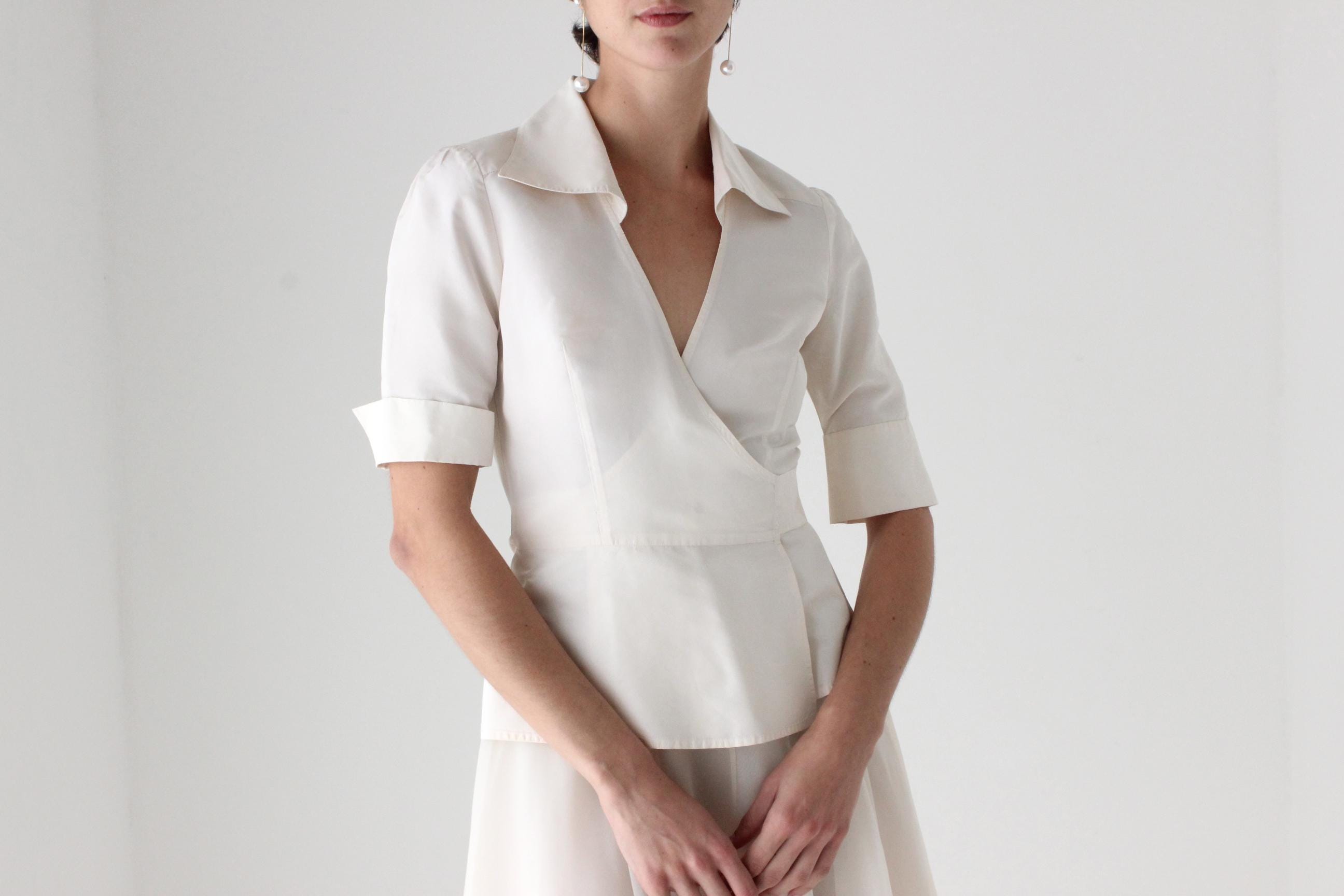 2000s Diane Von Furstenberg Silk Taffeta Wrap Blouse