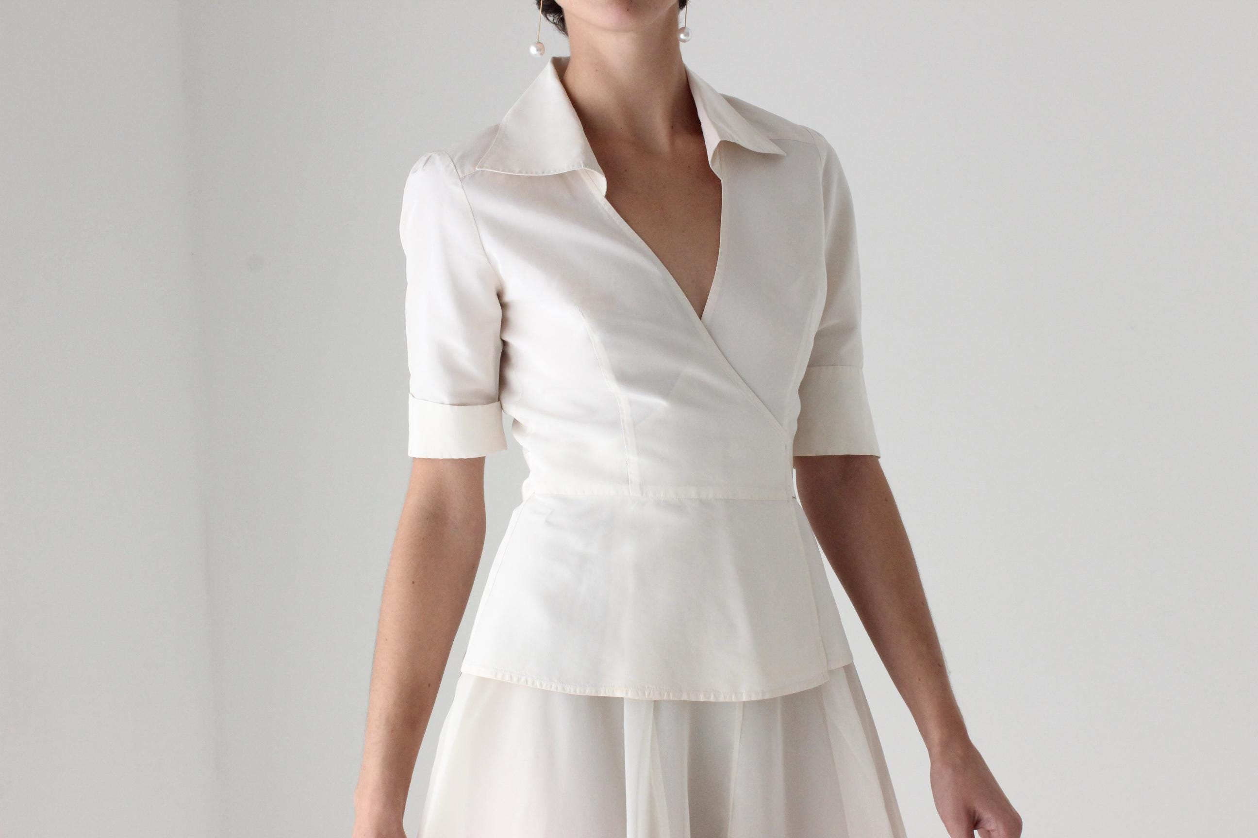 2000s Diane Von Furstenberg Silk Taffeta Wrap Blouse