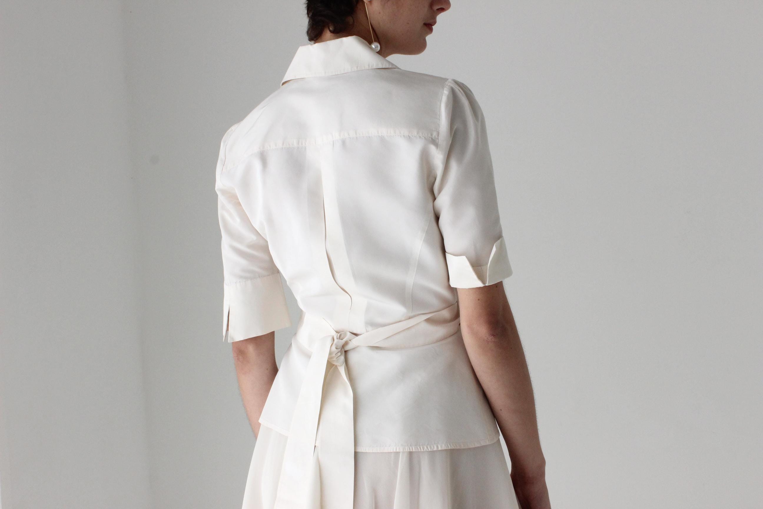 2000s Diane Von Furstenberg Silk Taffeta Wrap Blouse