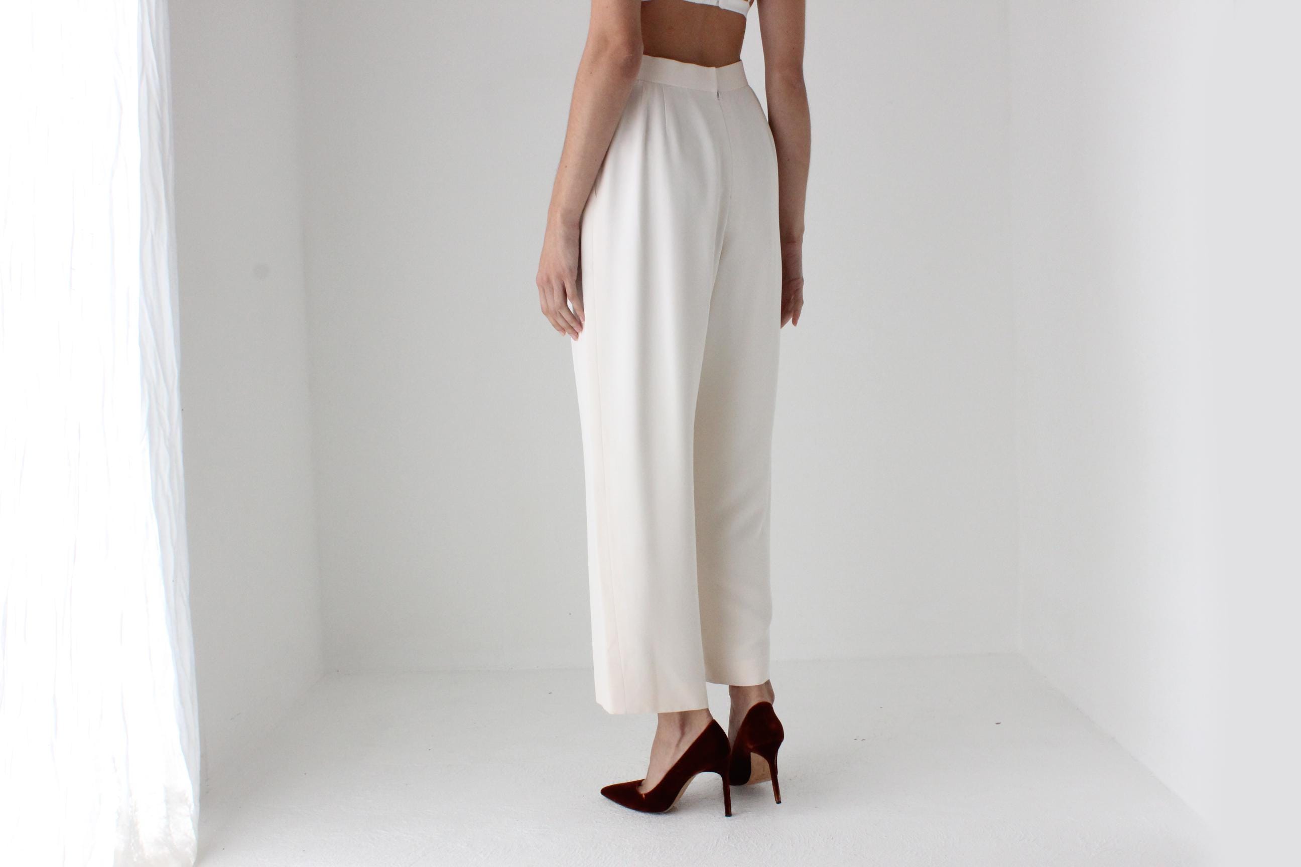 80s Bill Blass Perfectly Cut Ivory Trousers