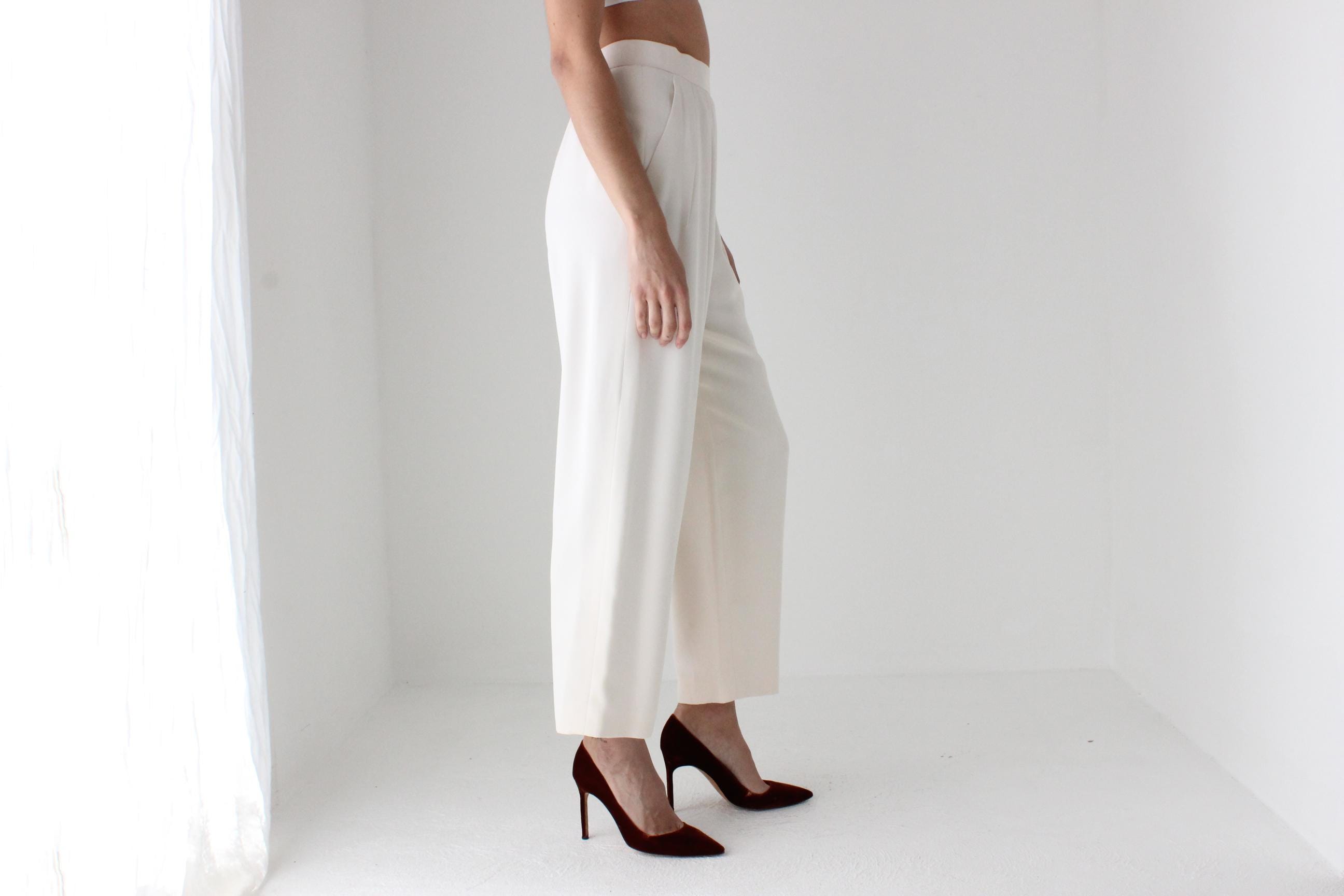 80s Bill Blass Perfectly Cut Ivory Trousers