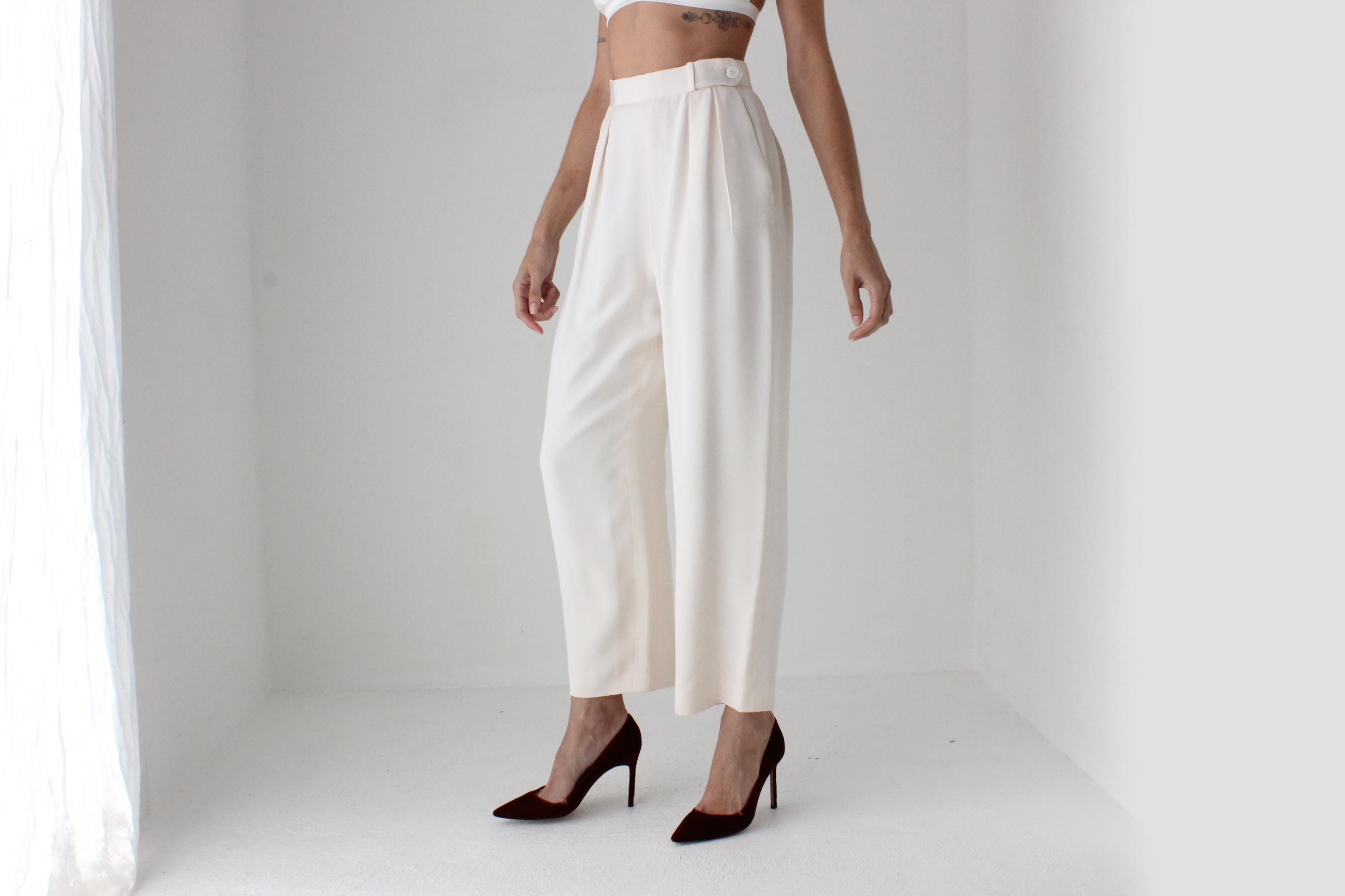 80s Bill Blass Perfectly Cut Ivory Trousers