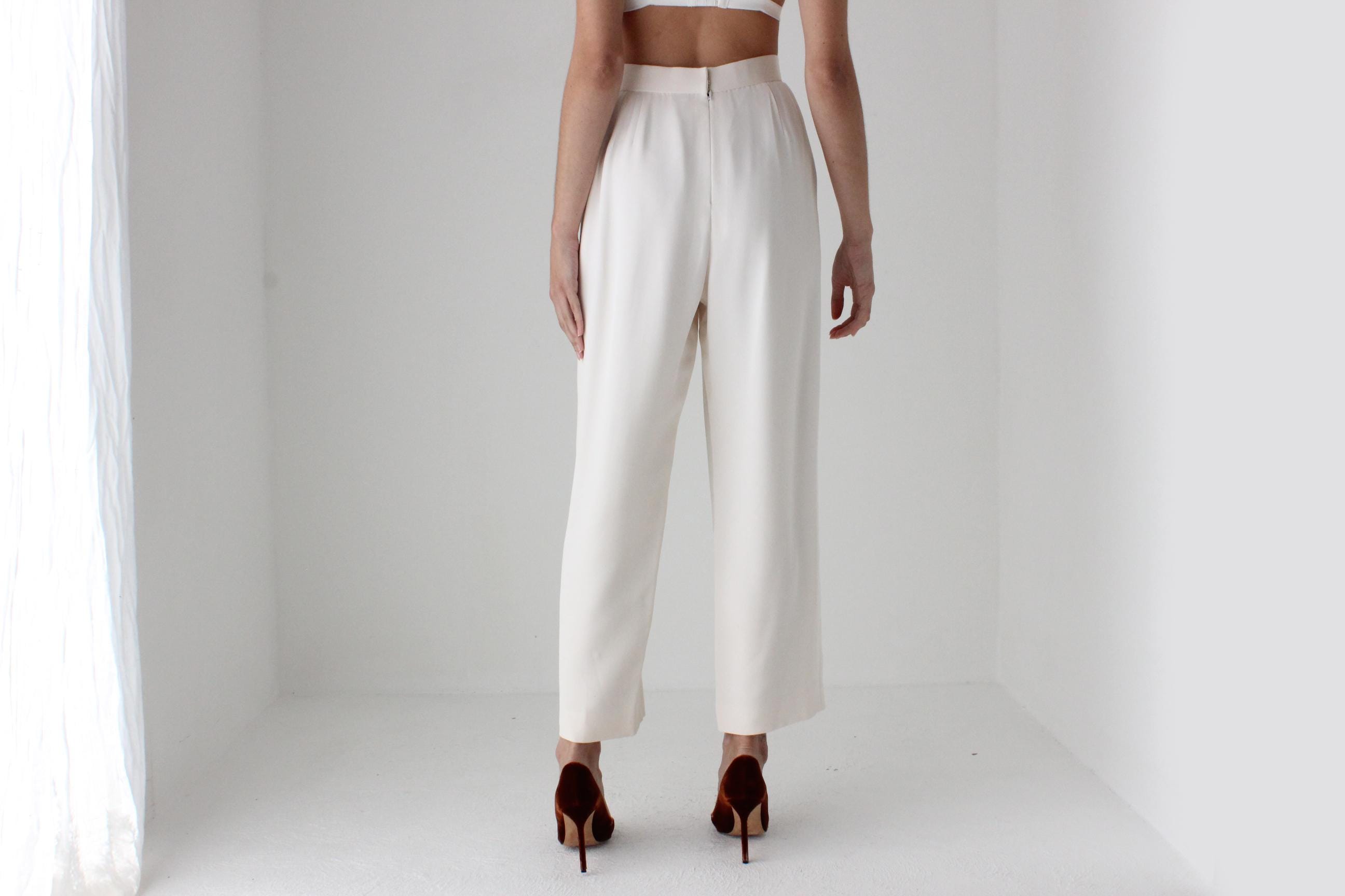 80s Bill Blass Perfectly Cut Ivory Trousers