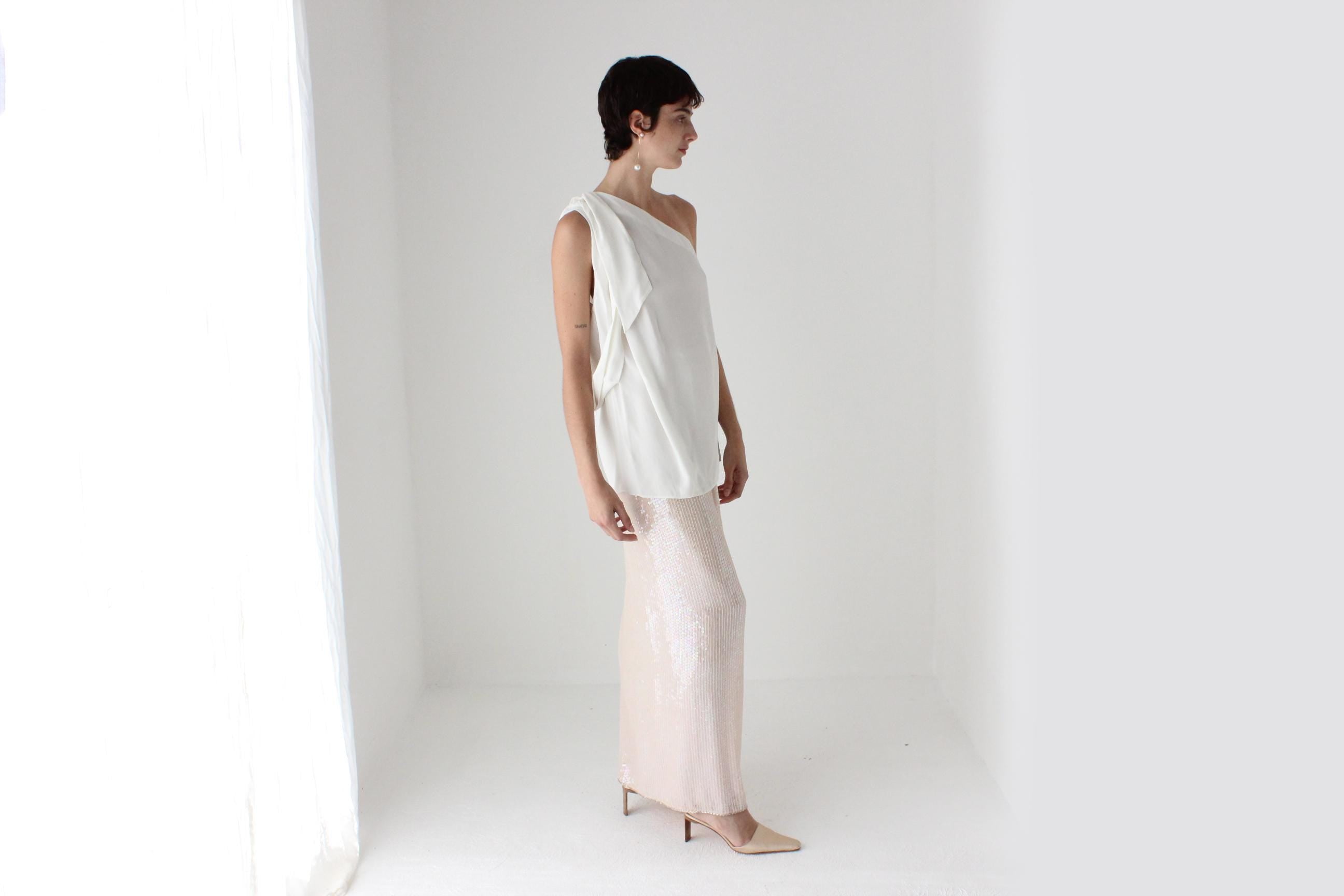 2000s Stella McCartney Asymmetric One Shoulder Draped Top
