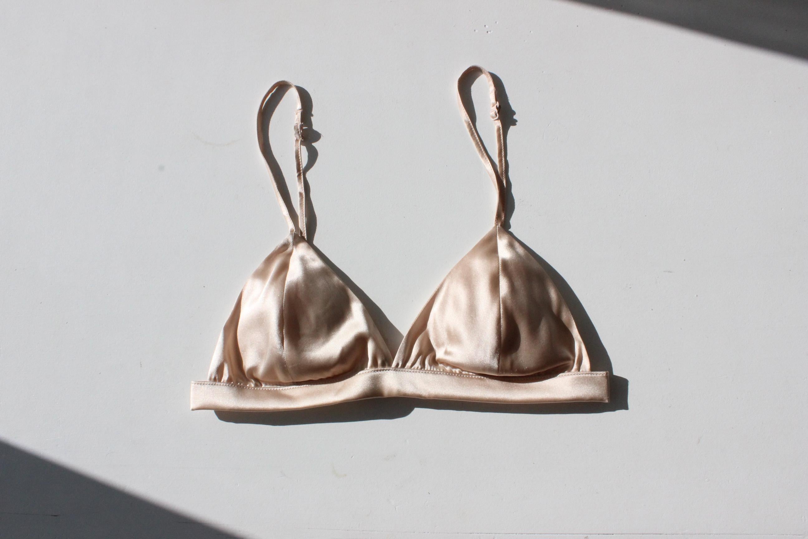 Minimal & Modern Silk Triangle Lingerie Bra in Blush
