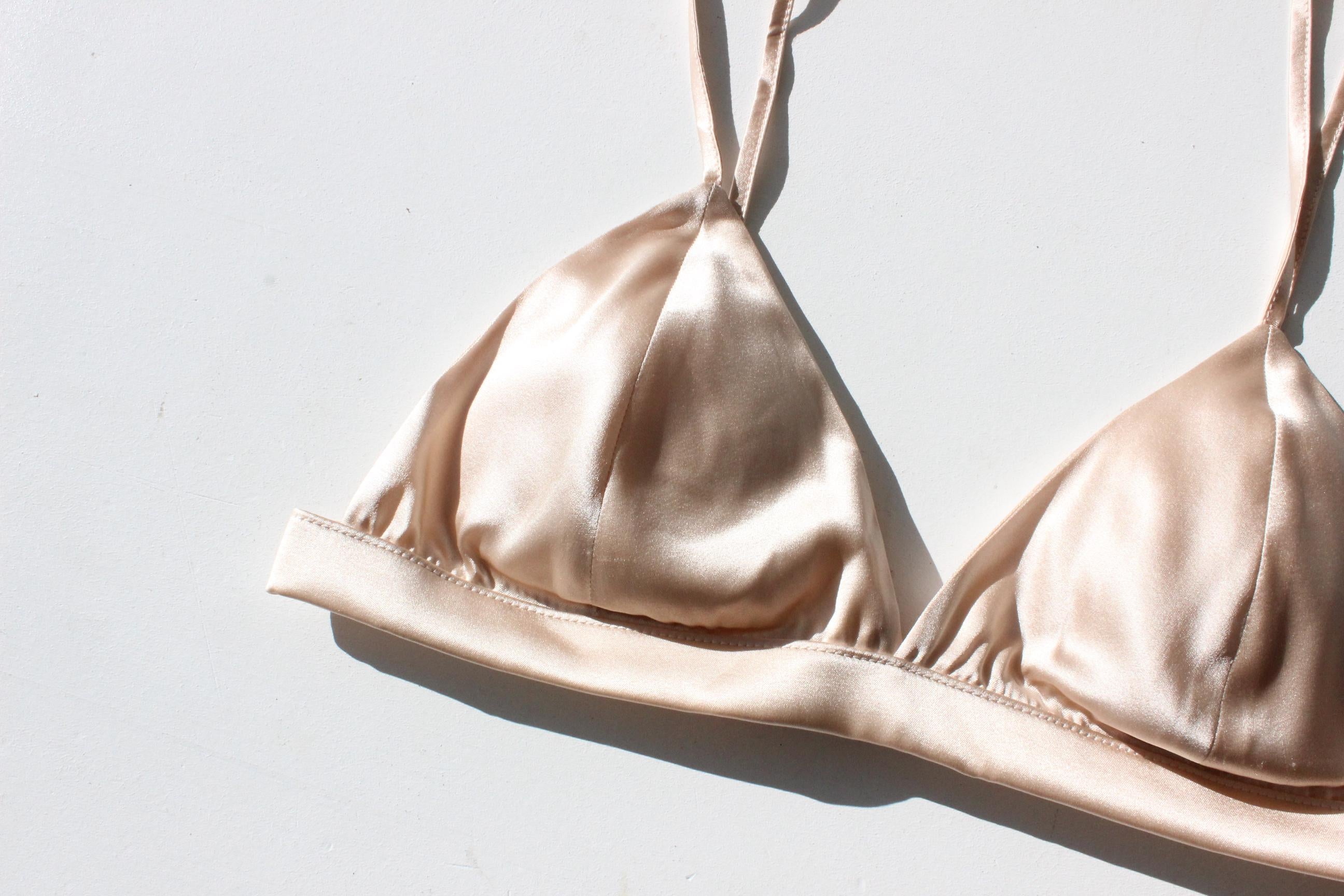Minimal & Modern Silk Triangle Lingerie Bra in Blush