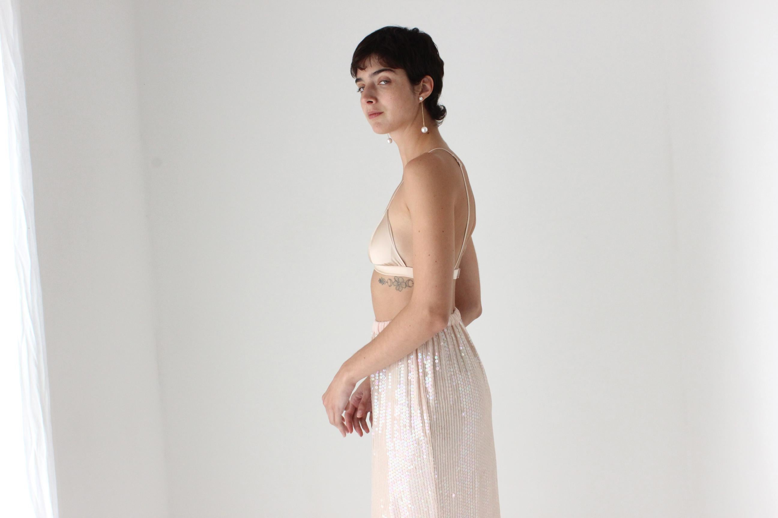 Minimal & Modern Silk Triangle Lingerie Bra in Blush