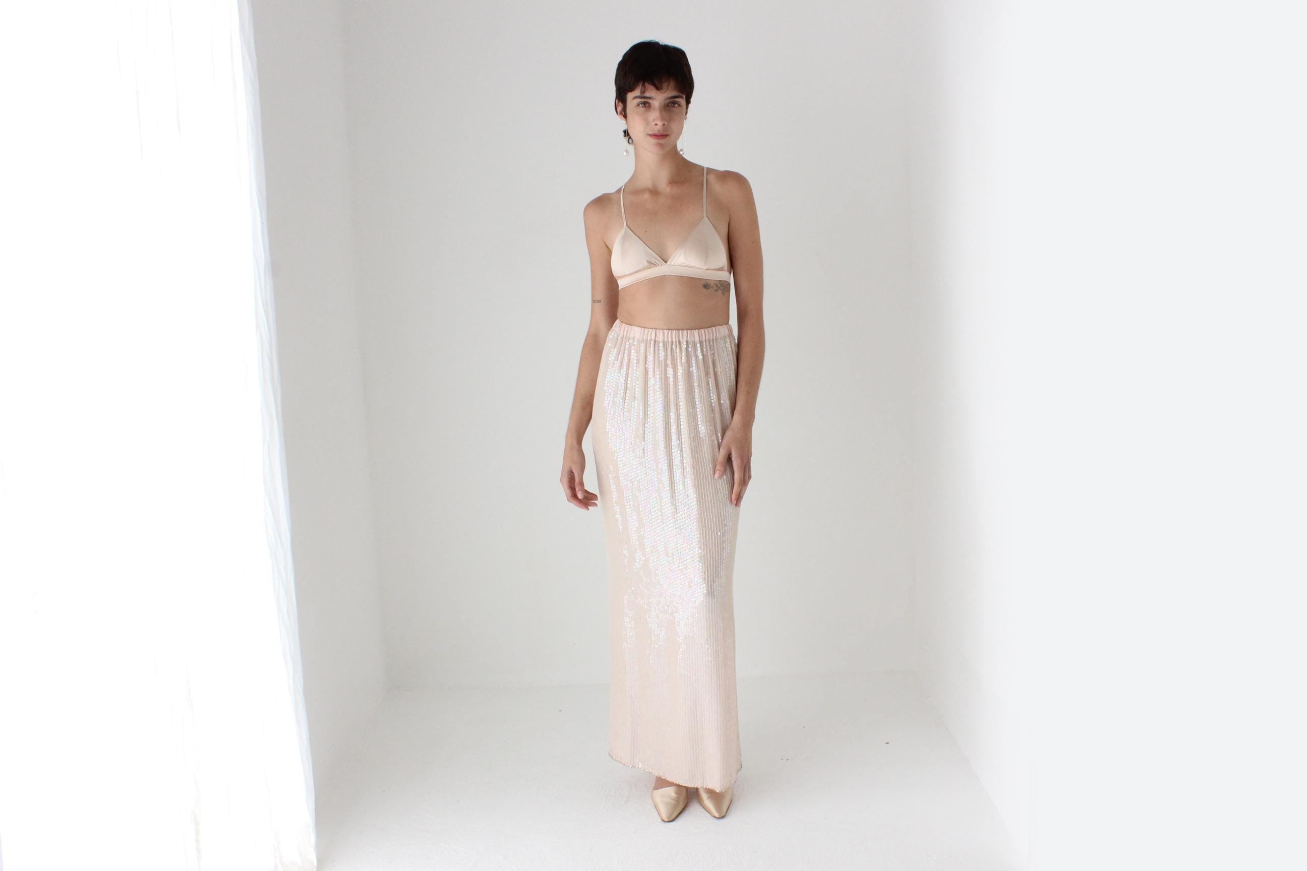 Minimal & Modern Silk Triangle Lingerie Bra in Blush