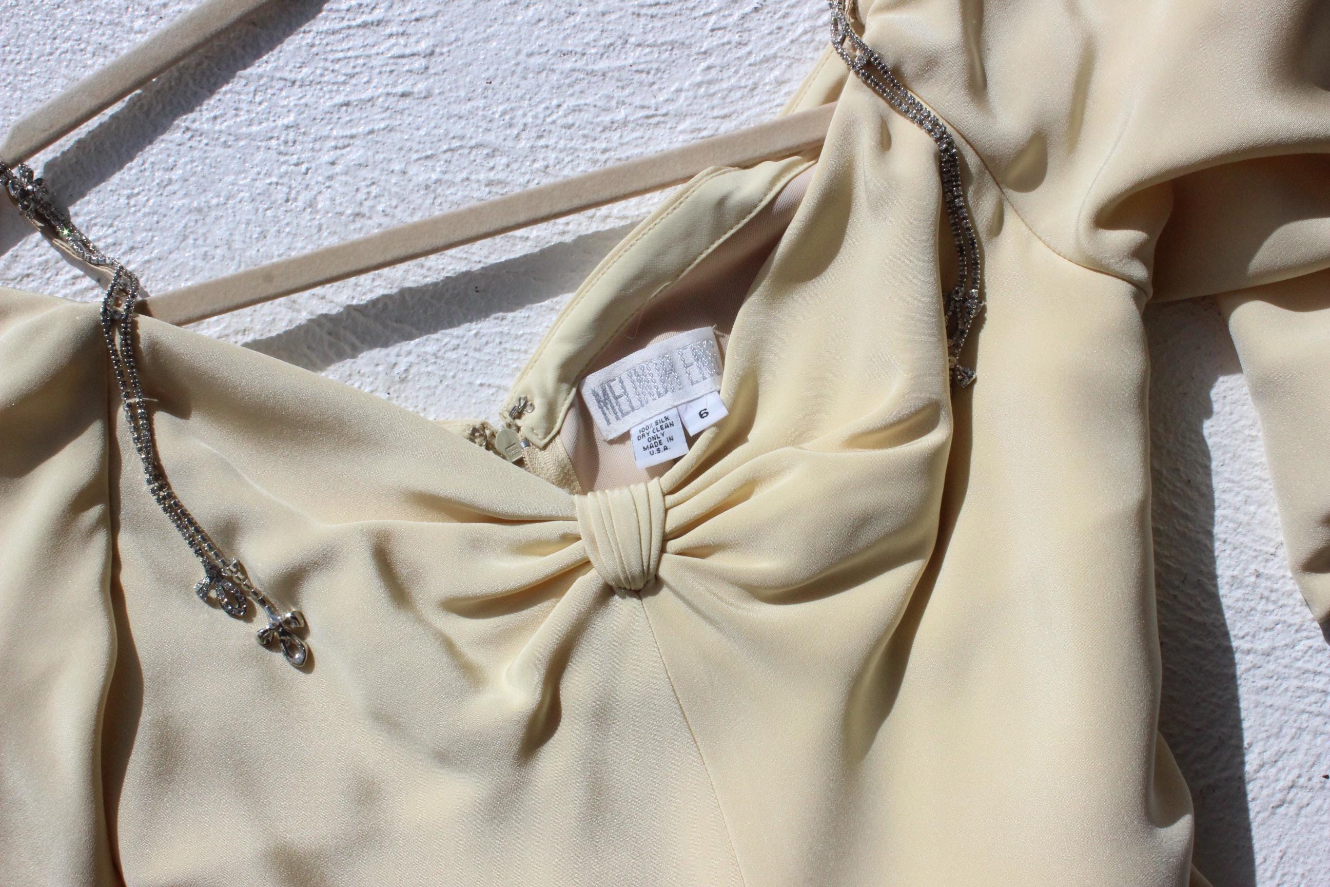 90s Does 40s Melinda Eng Pure Silk Pastel Yellow Gown