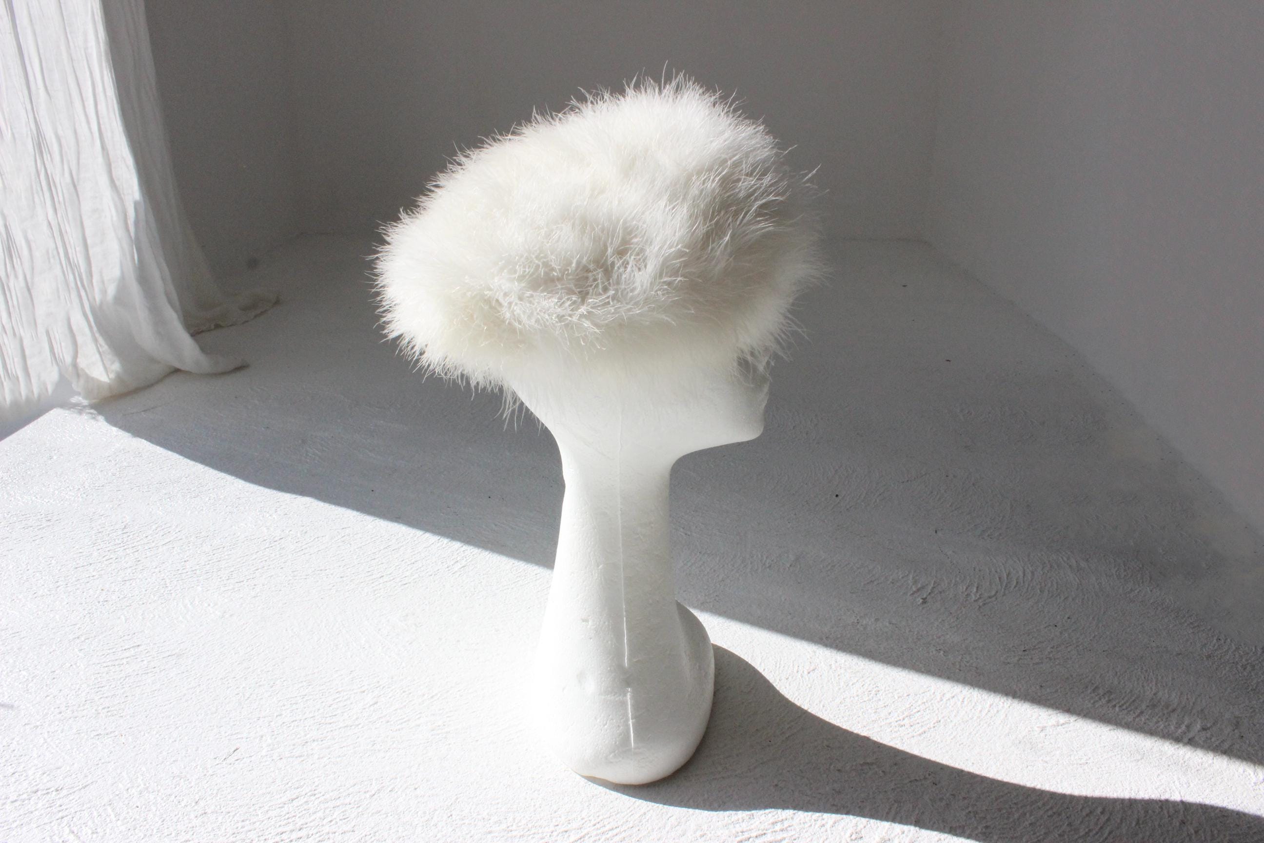 60s Ivory Marabou Feather Bridal Millinery