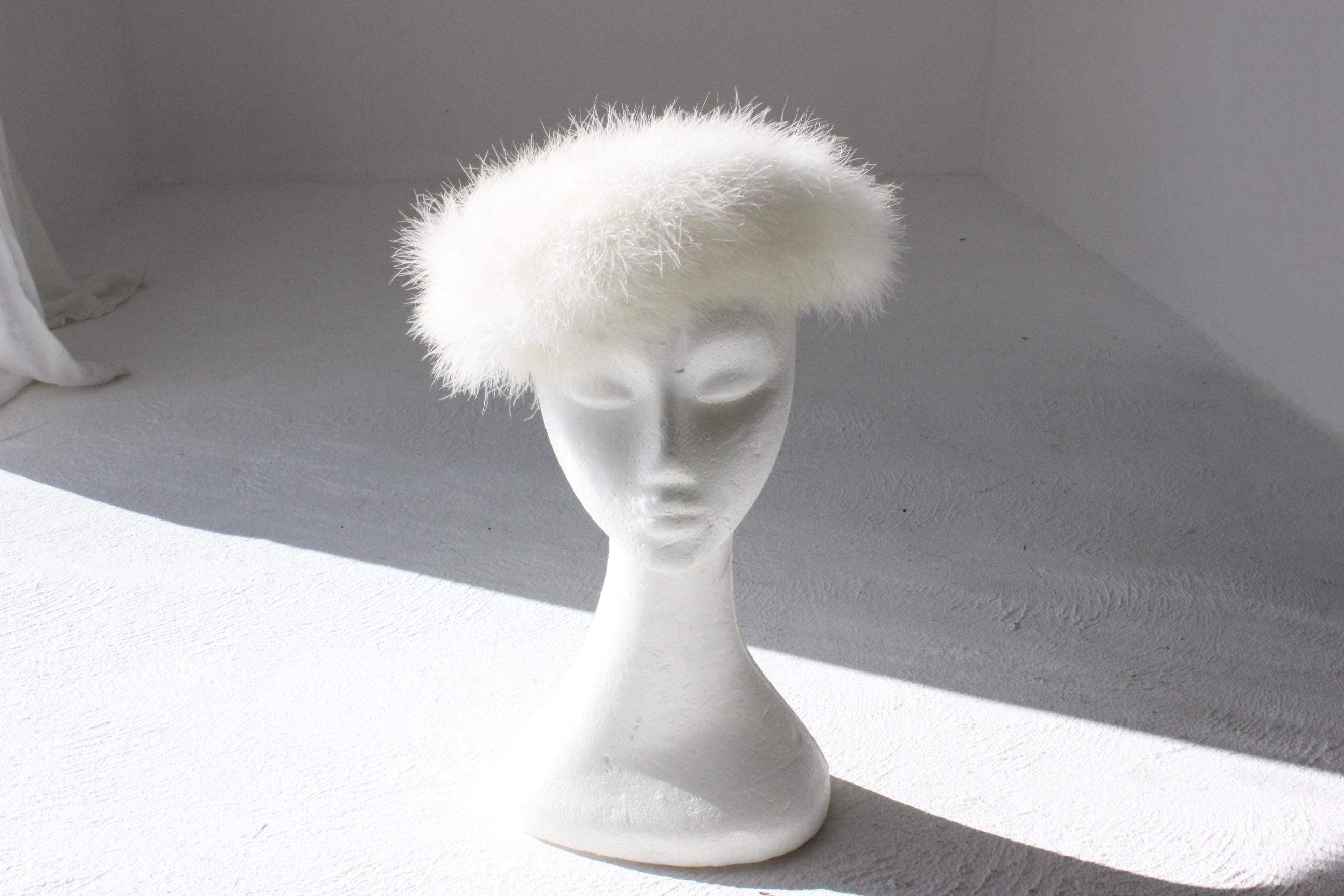 60s Ivory Marabou Feather Bridal Millinery