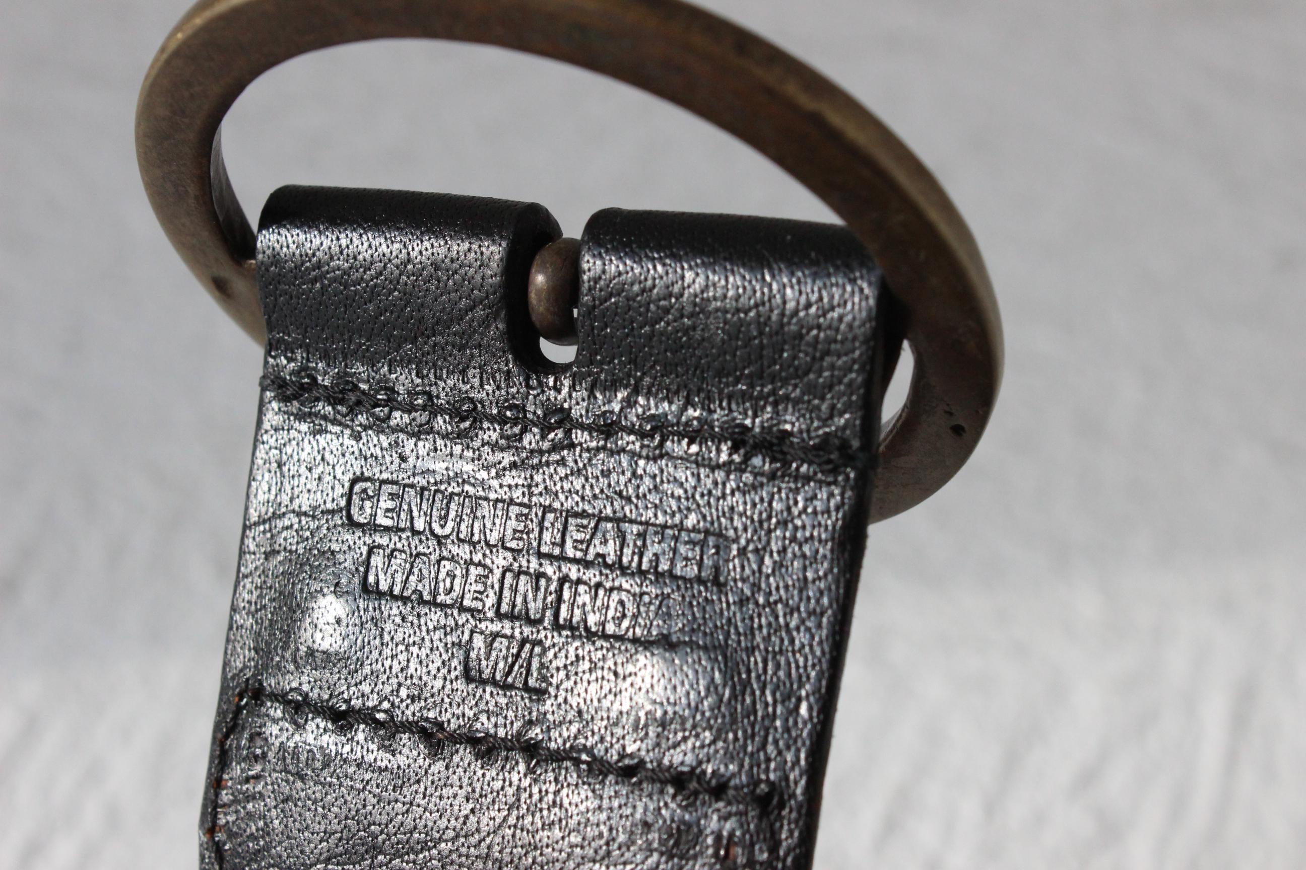 FUTURISM 90s Black Leather & Solid Brass Buckle Belt