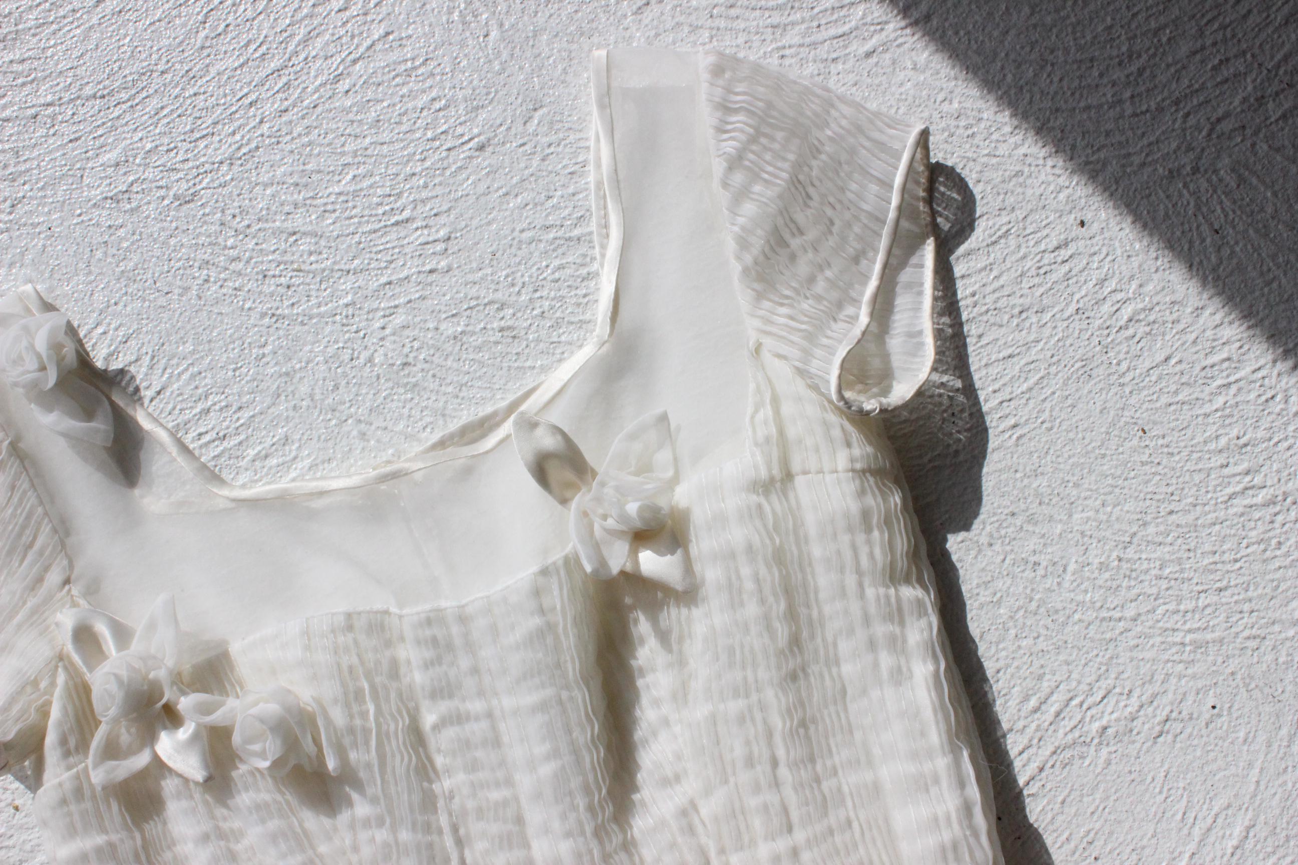 Rocha Vibe 80s does 50s Plisse Organza & Flower Wedding Dress