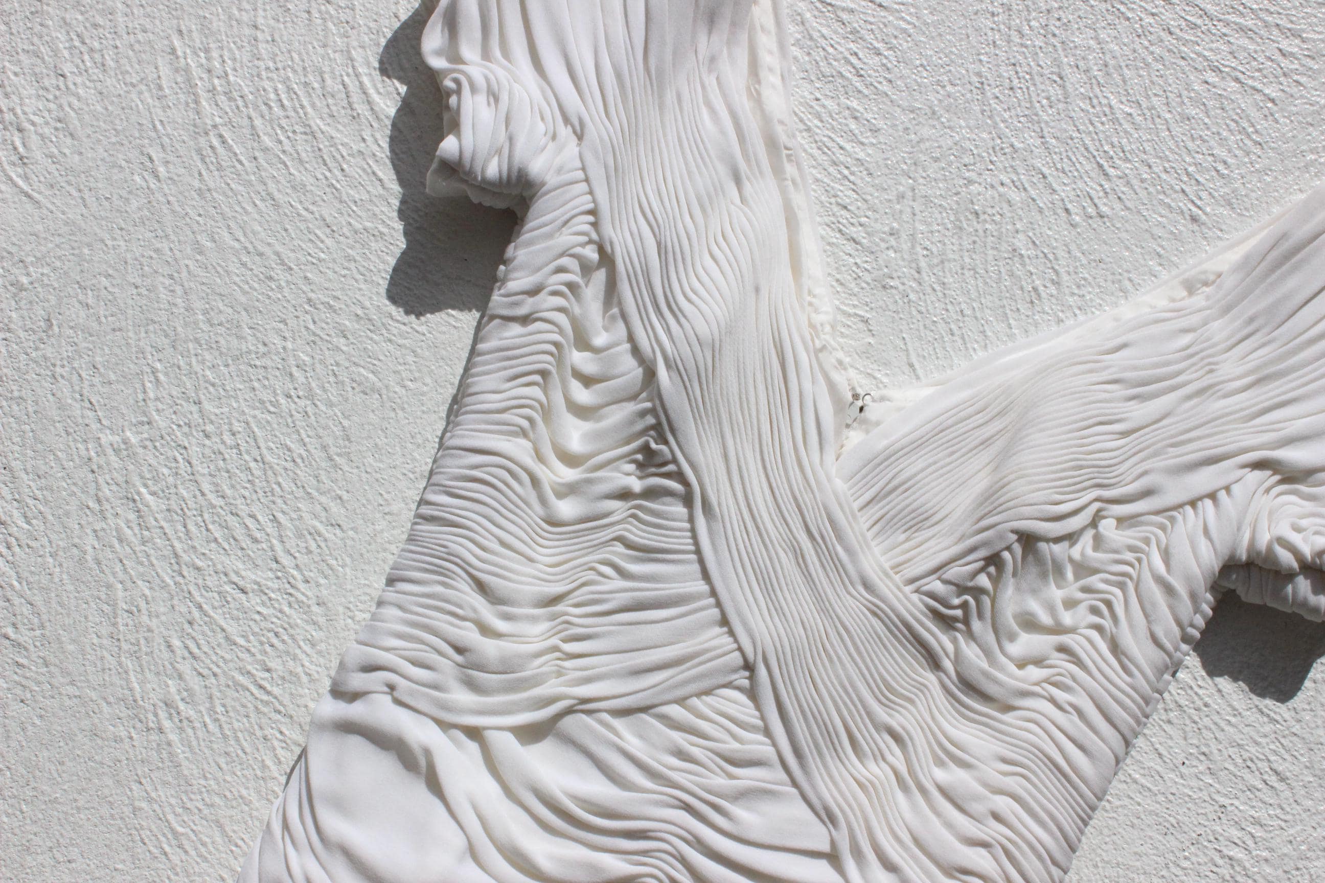 80s Vicky Tiel Couture (Paris) Textured / Gathered White Bridal Mini Dress