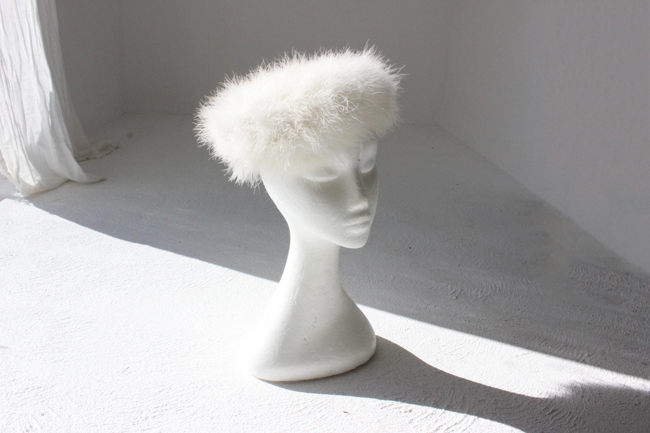 60s Ivory Marabou Feather Bridal Millinery