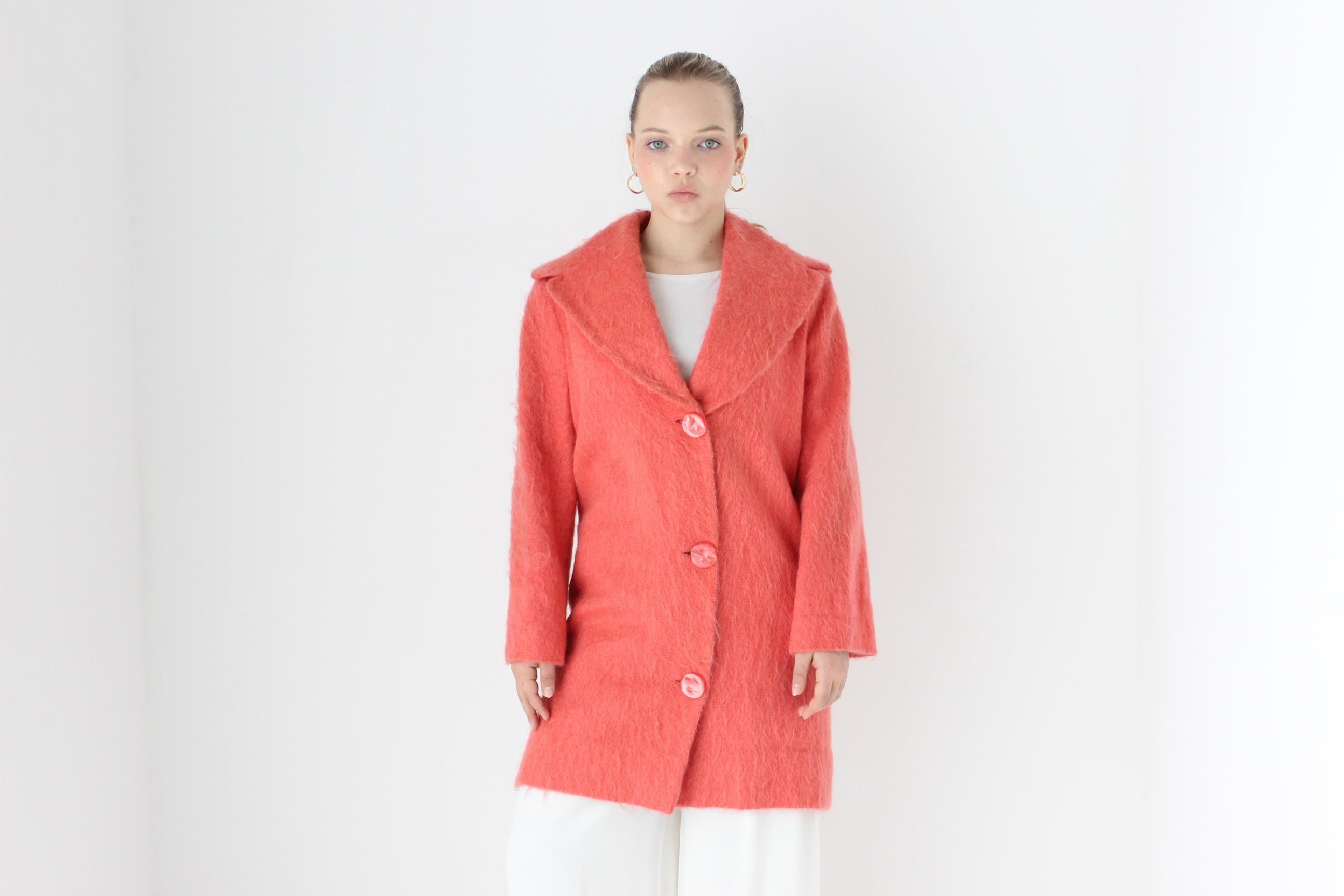 60s Handmade Mohair / Wool Blend Button Front Coat