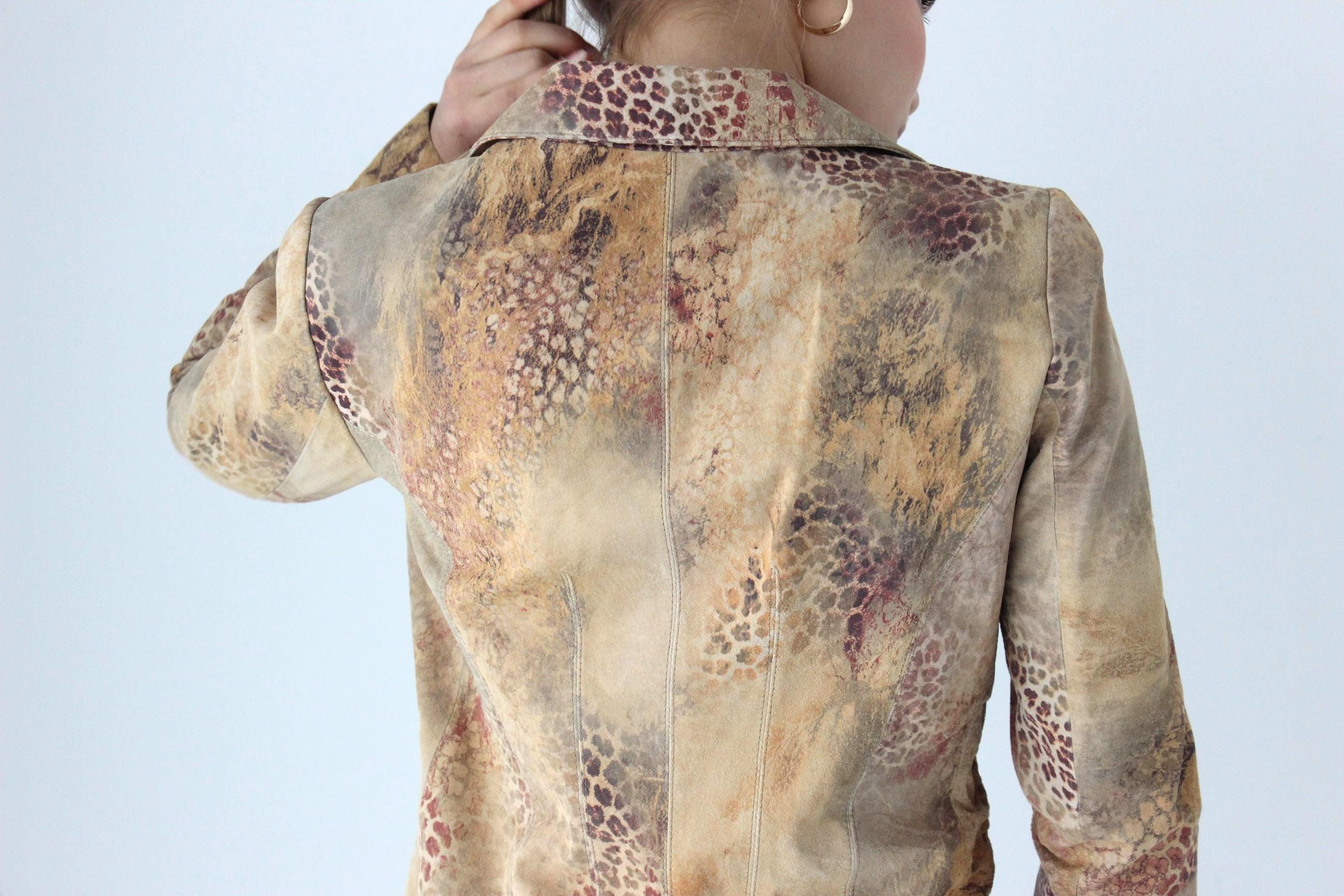 Y2K Printed Leather Abstract Animal Blazer by Vakko