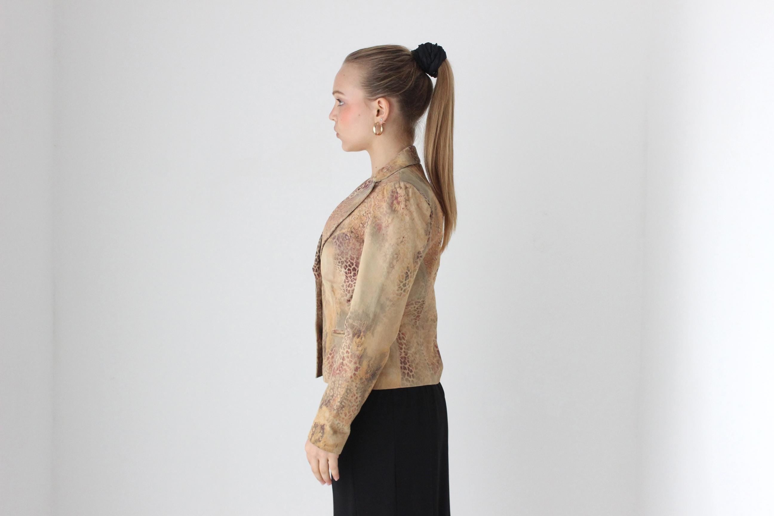 Y2K Printed Leather Abstract Animal Blazer by Vakko