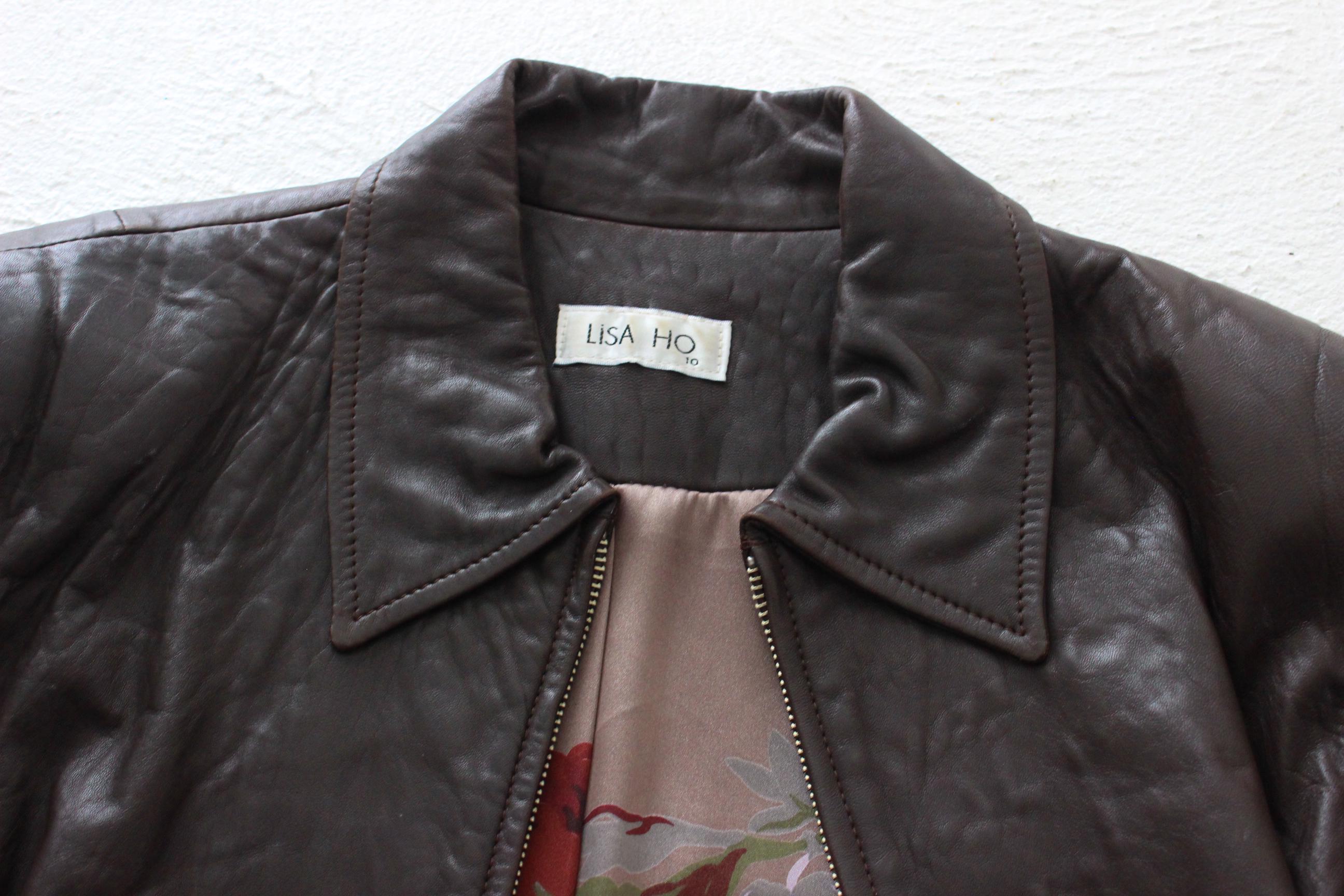 90s LISA HO Softest Lambskin Leather Chocolate Zip Front Jacket